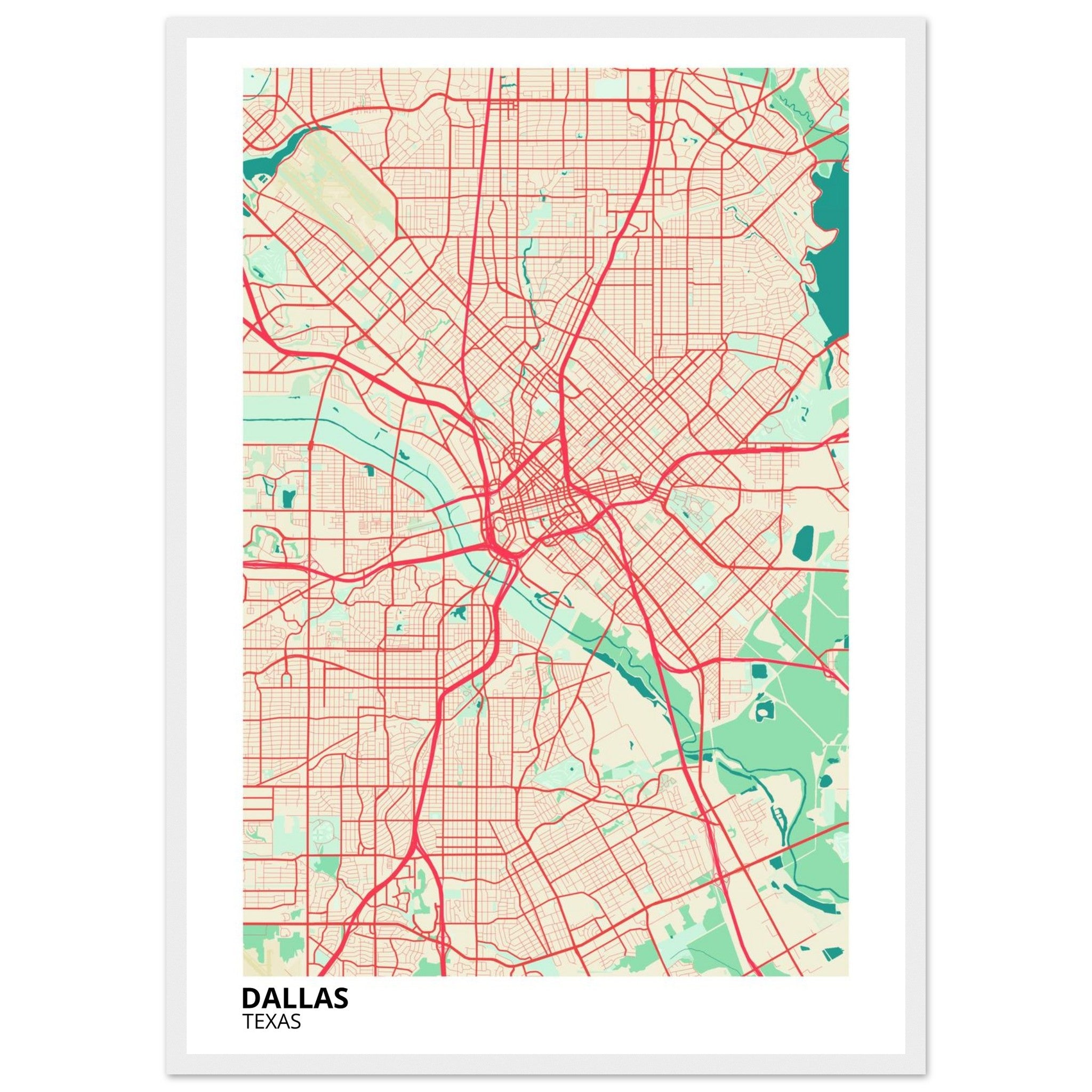 dallas map poster print