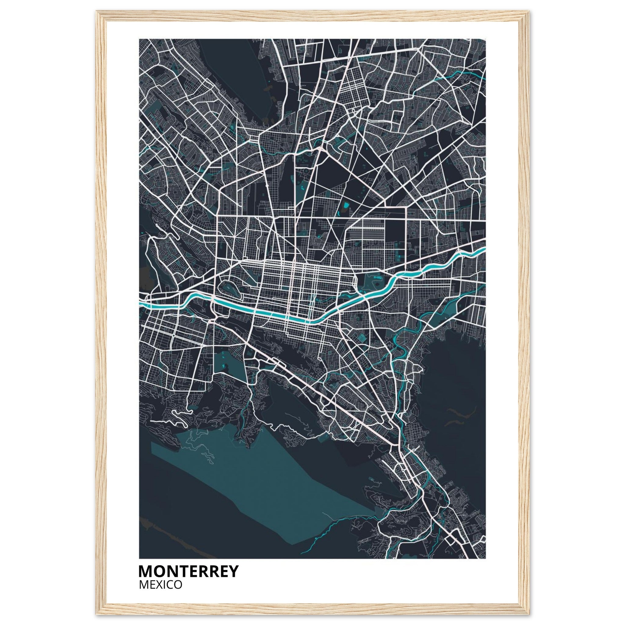 Monterrey Mexico City Map Poster | Custom Map Art Print - Ink And Atlas