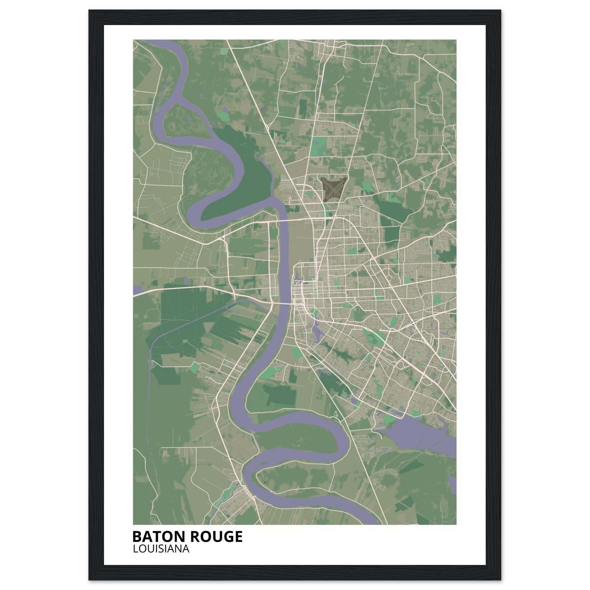 baton rouge map poster print