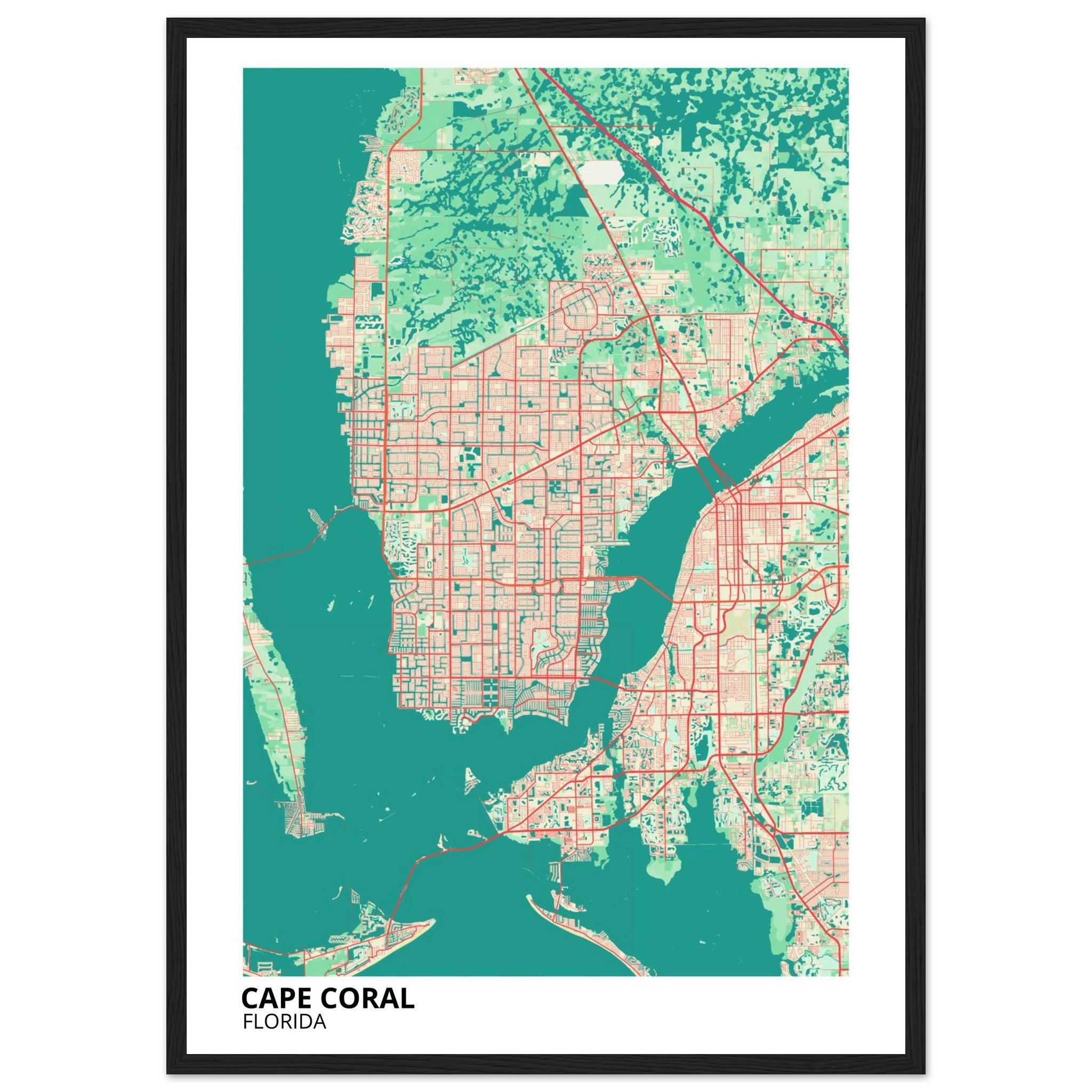 cape coral map poster print