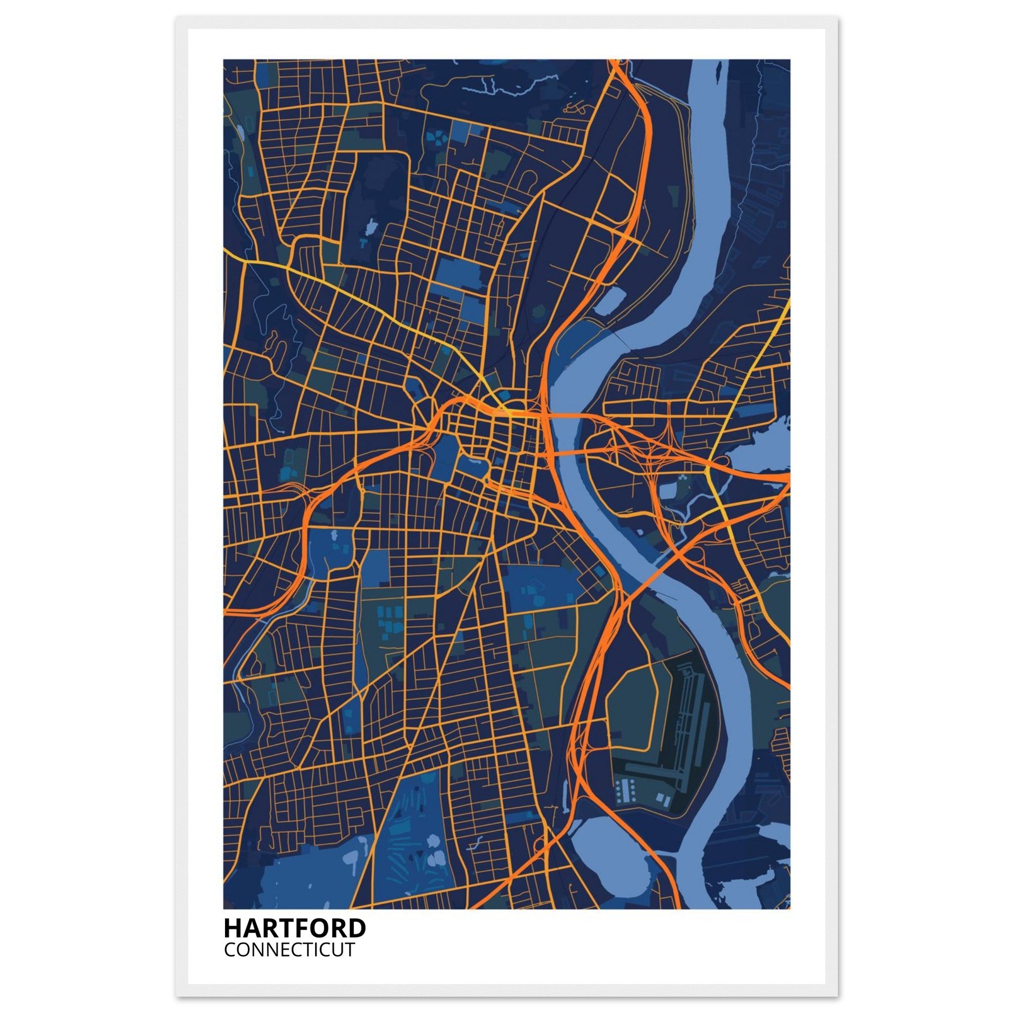 hartford map poster print