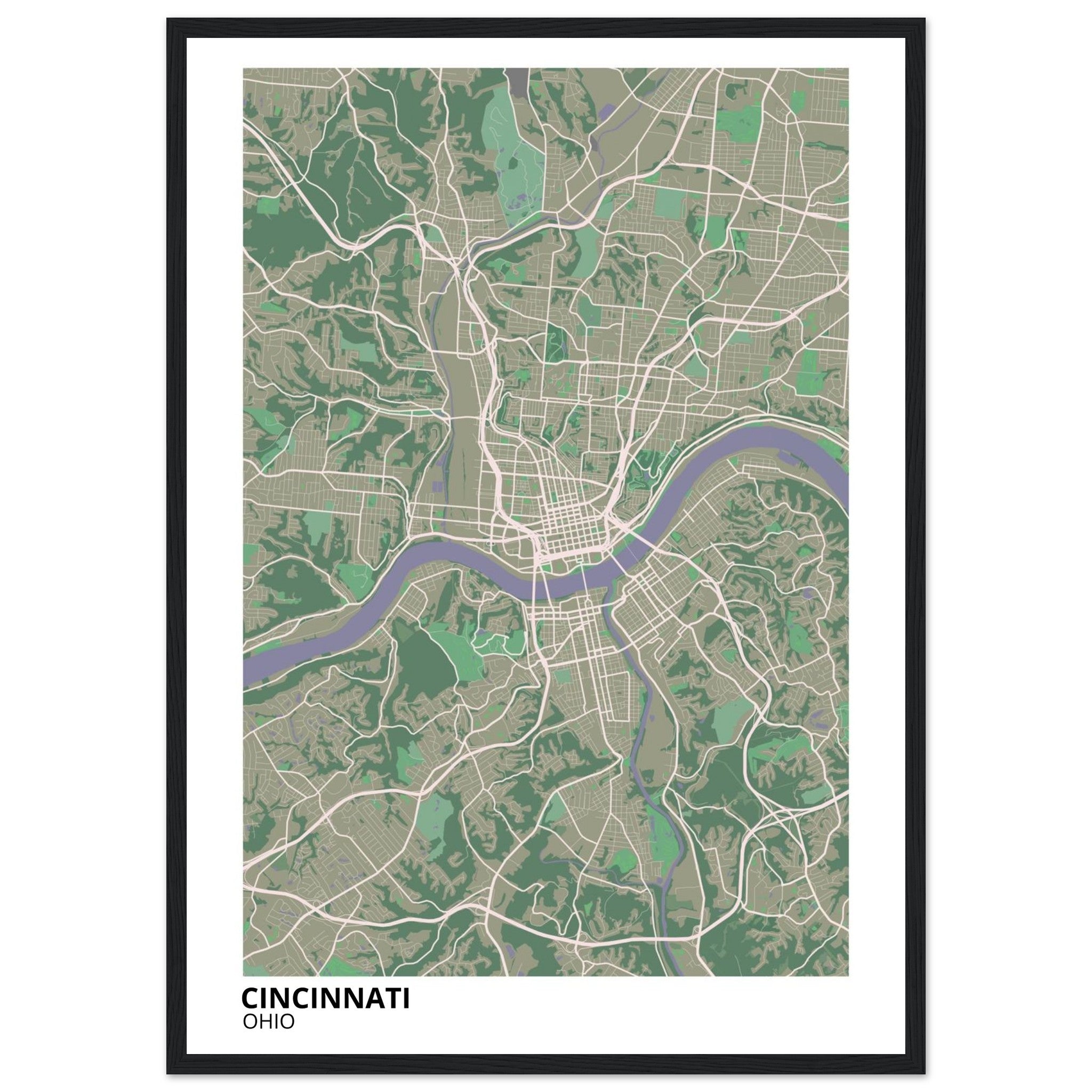 cincinnati map poster print