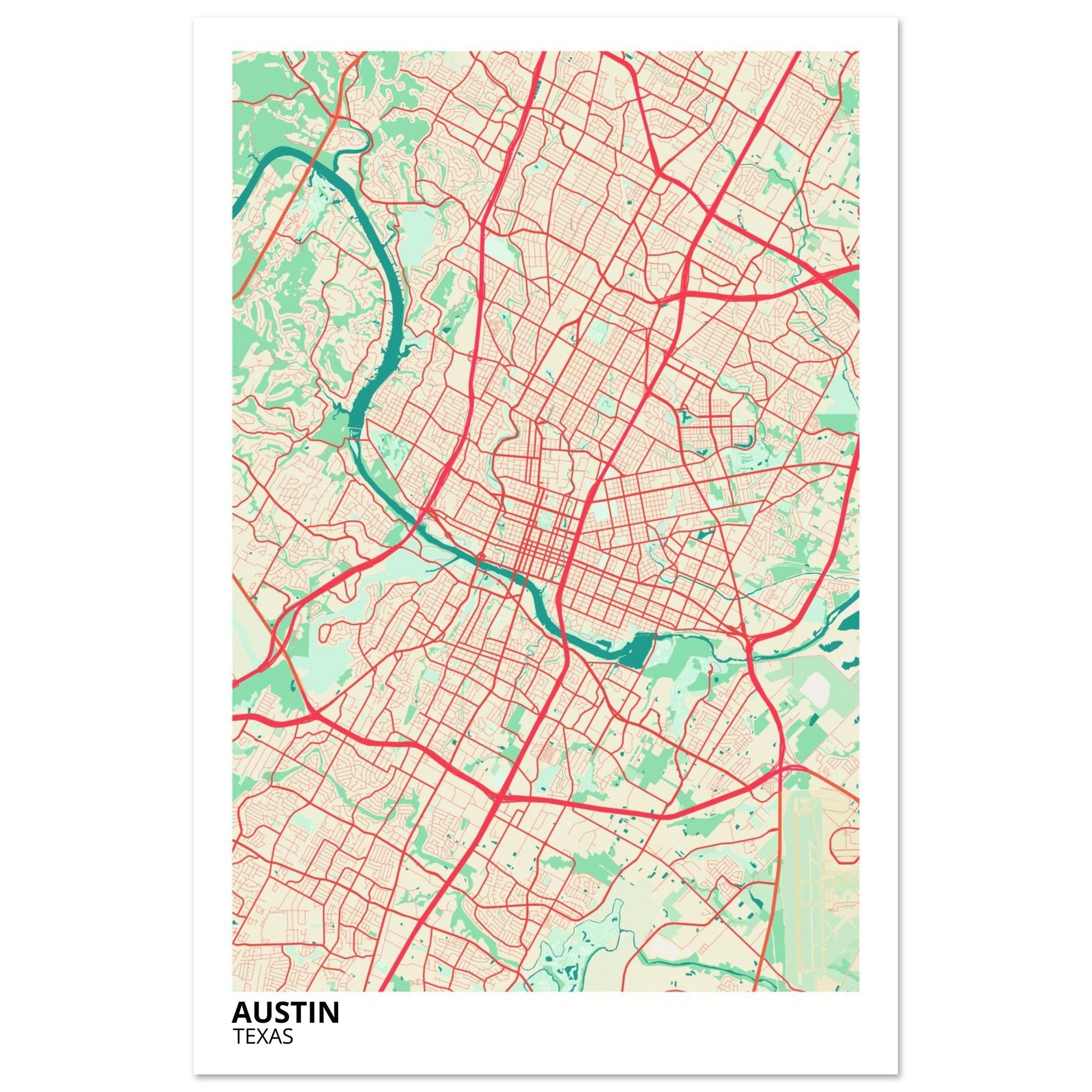 austin map poster print