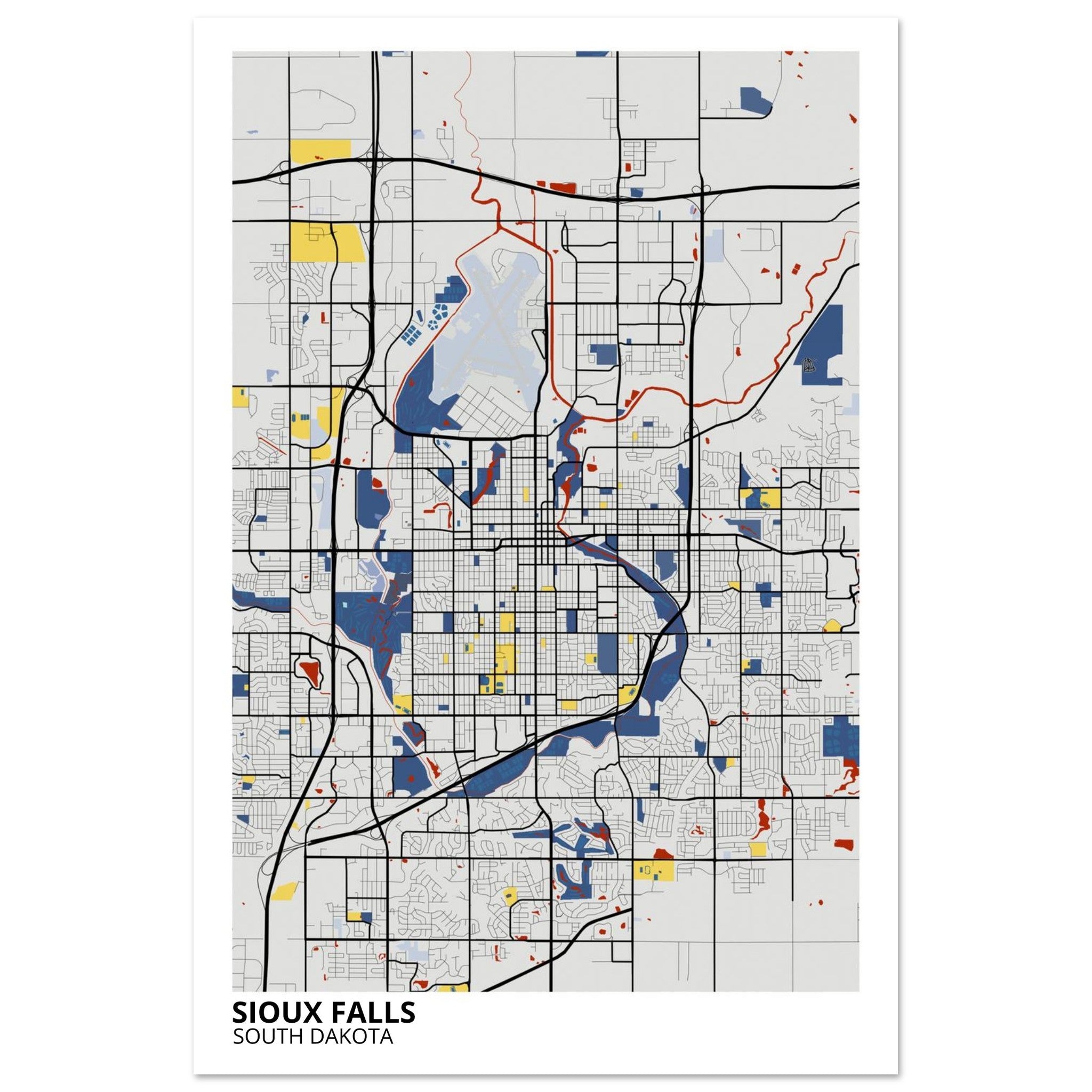 Sioux Falls South Dakota City Map Poster | Custom Map Art Print - Ink And Atlas
