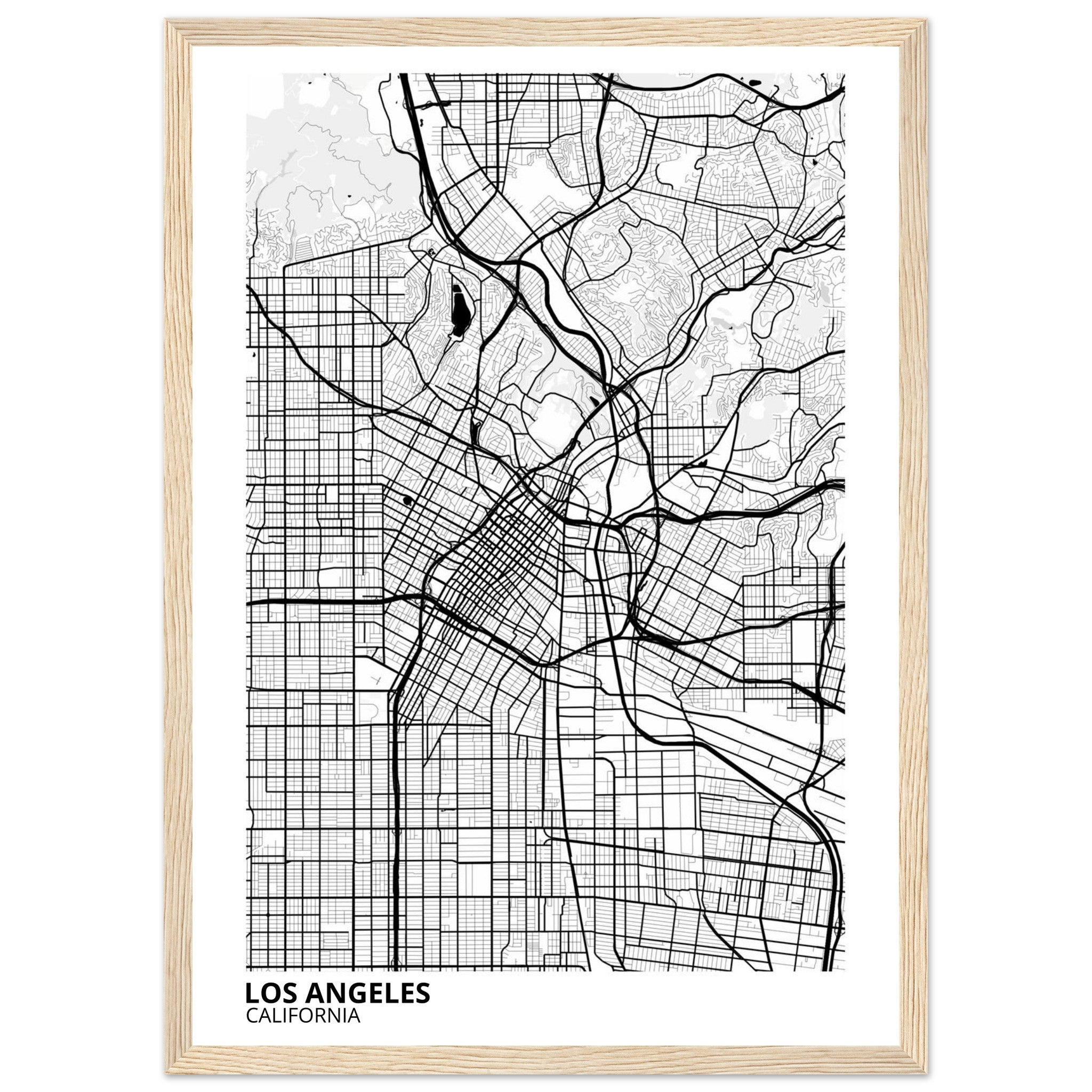 los angeles map poster print