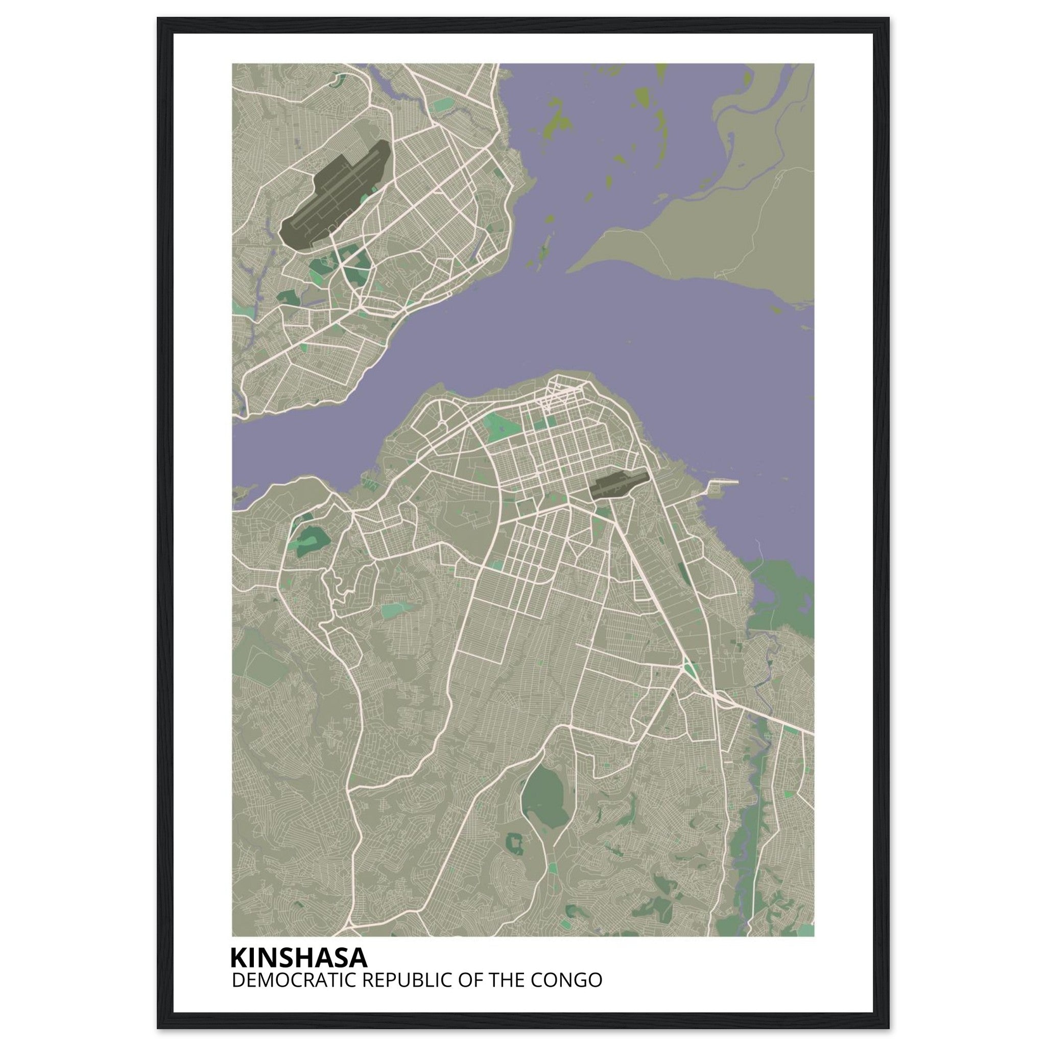 Kinshasa Congo City Map Poster | Custom Map Art Print - Ink And Atlas