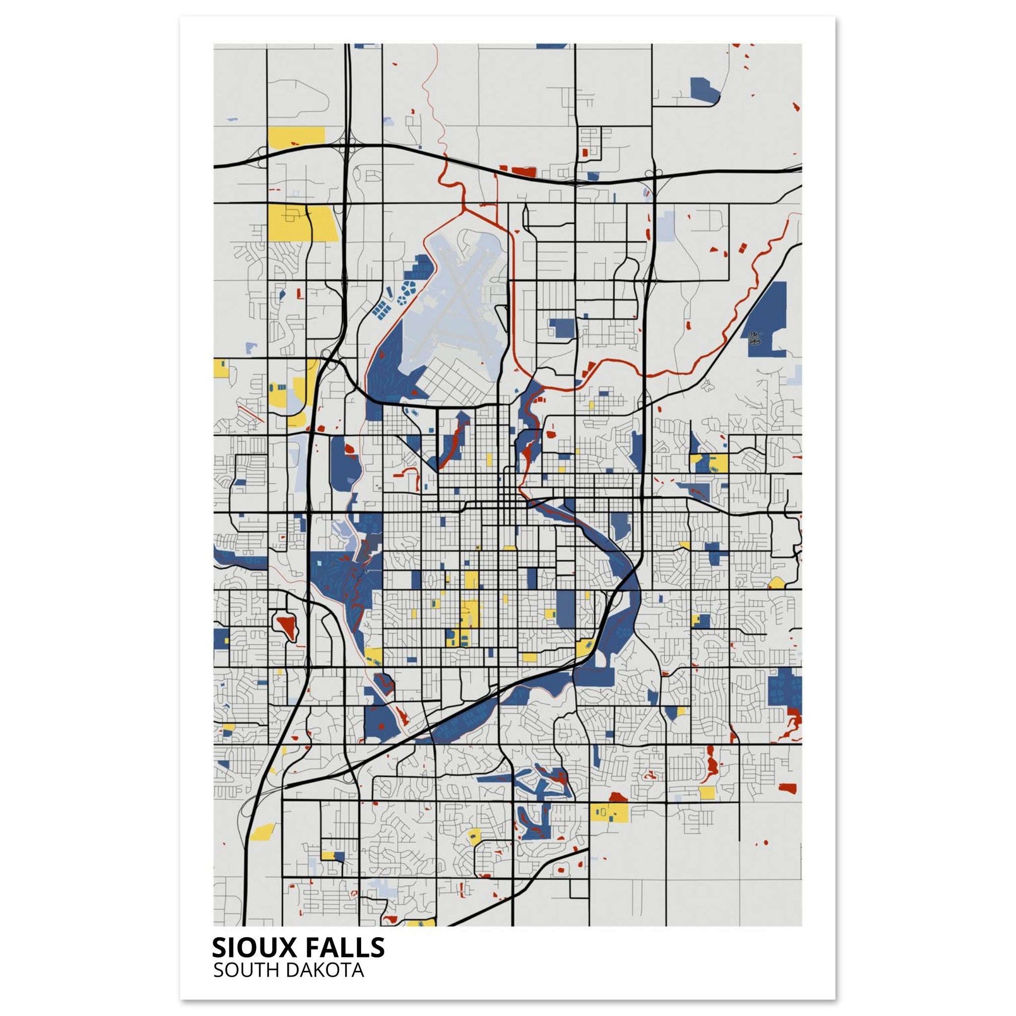Sioux Falls South Dakota City Map Poster | Custom Map Art Print - Ink And Atlas