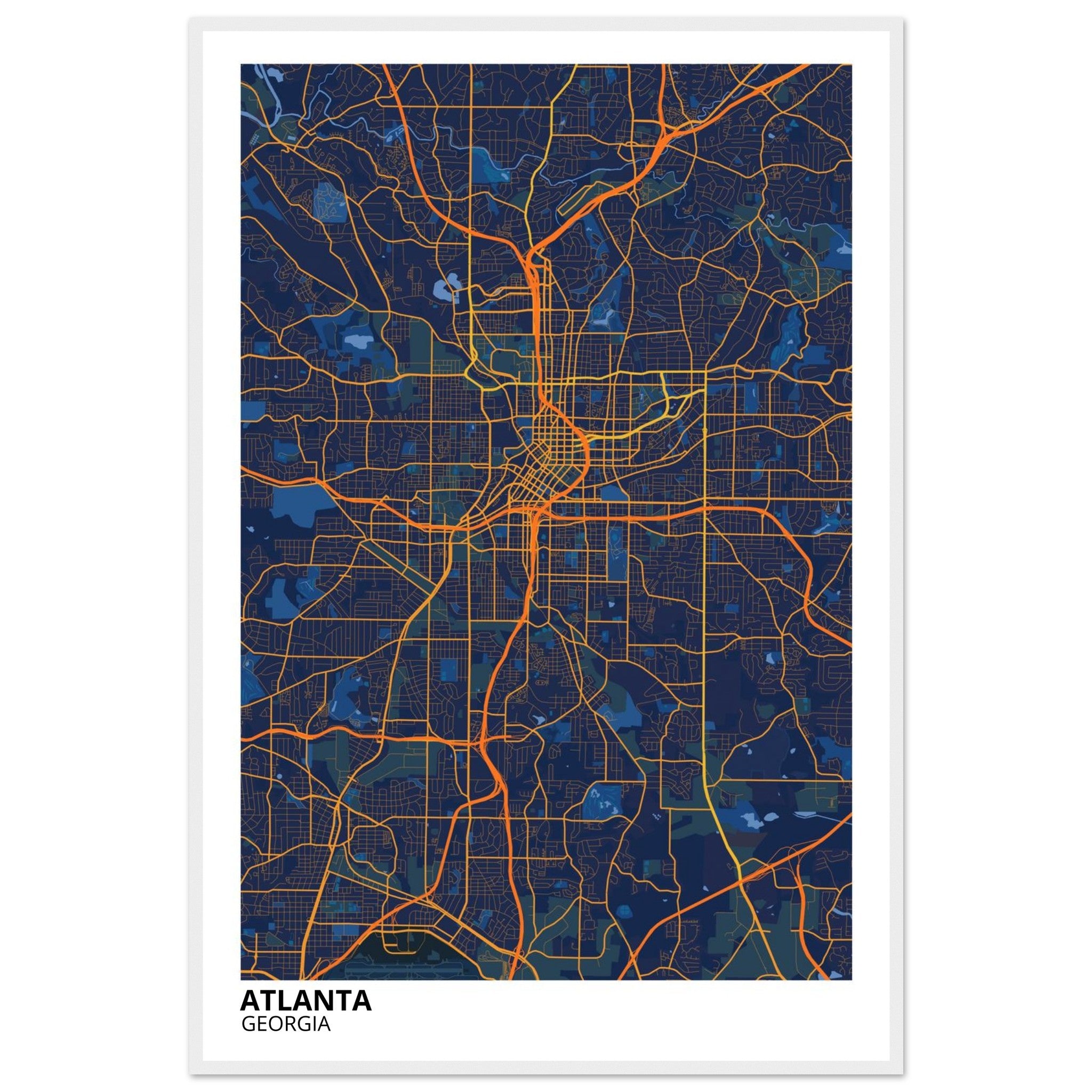 atlanta map poster print