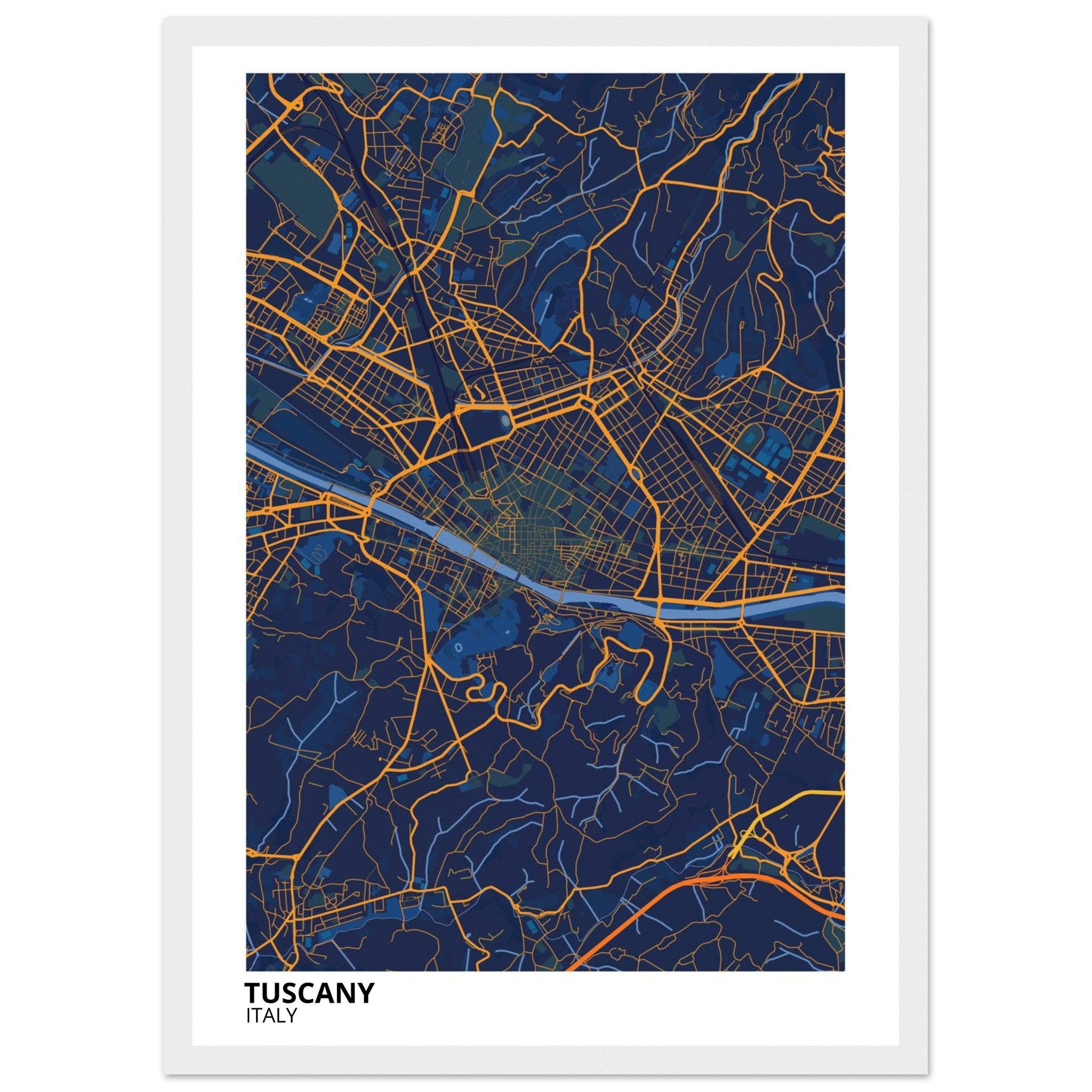 Tuscany Italy City Map Poster | Custom Map Art Print - Ink And Atlas