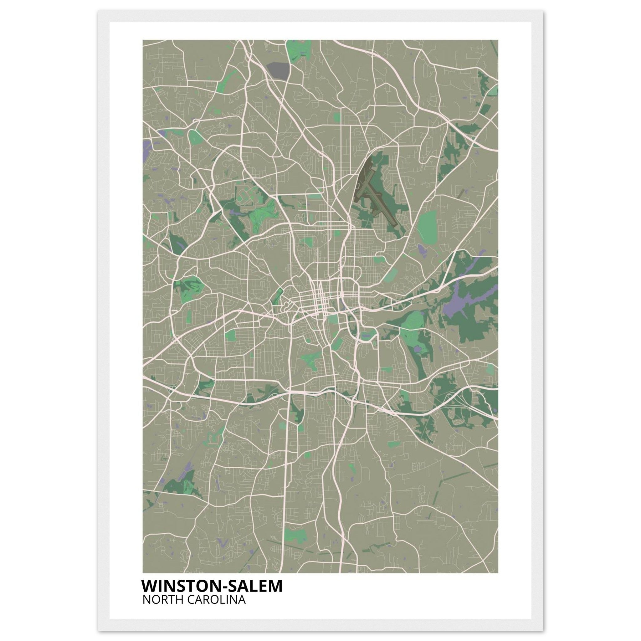 Winston - Salem North Carolina City Map Poster | Custom Map Art Print - Ink And Atlas