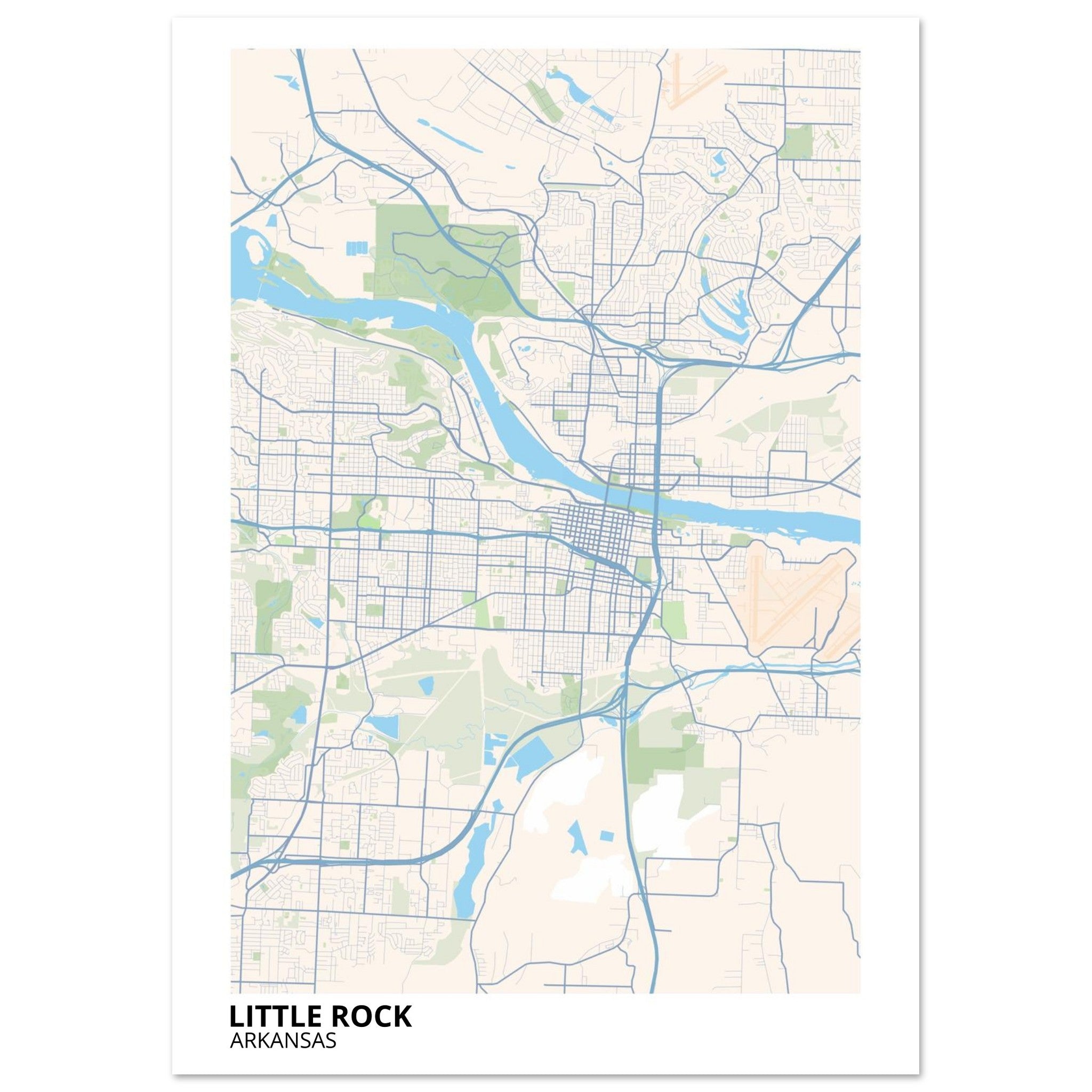 little rock map poster print