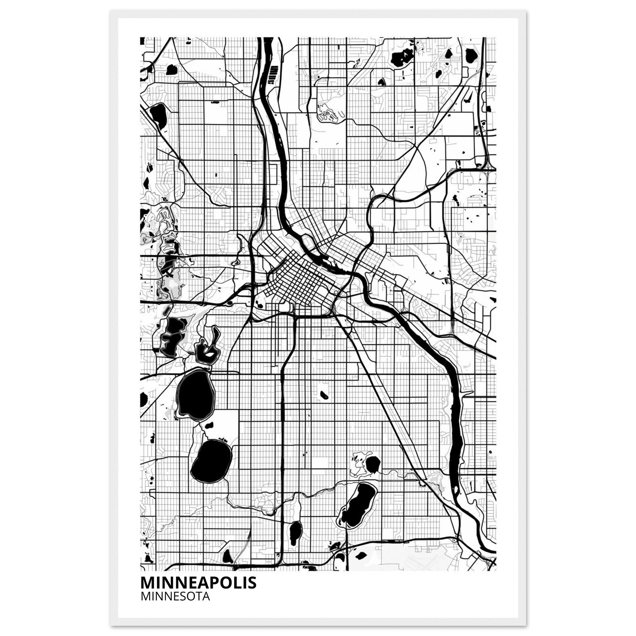 minneapolis map poster print