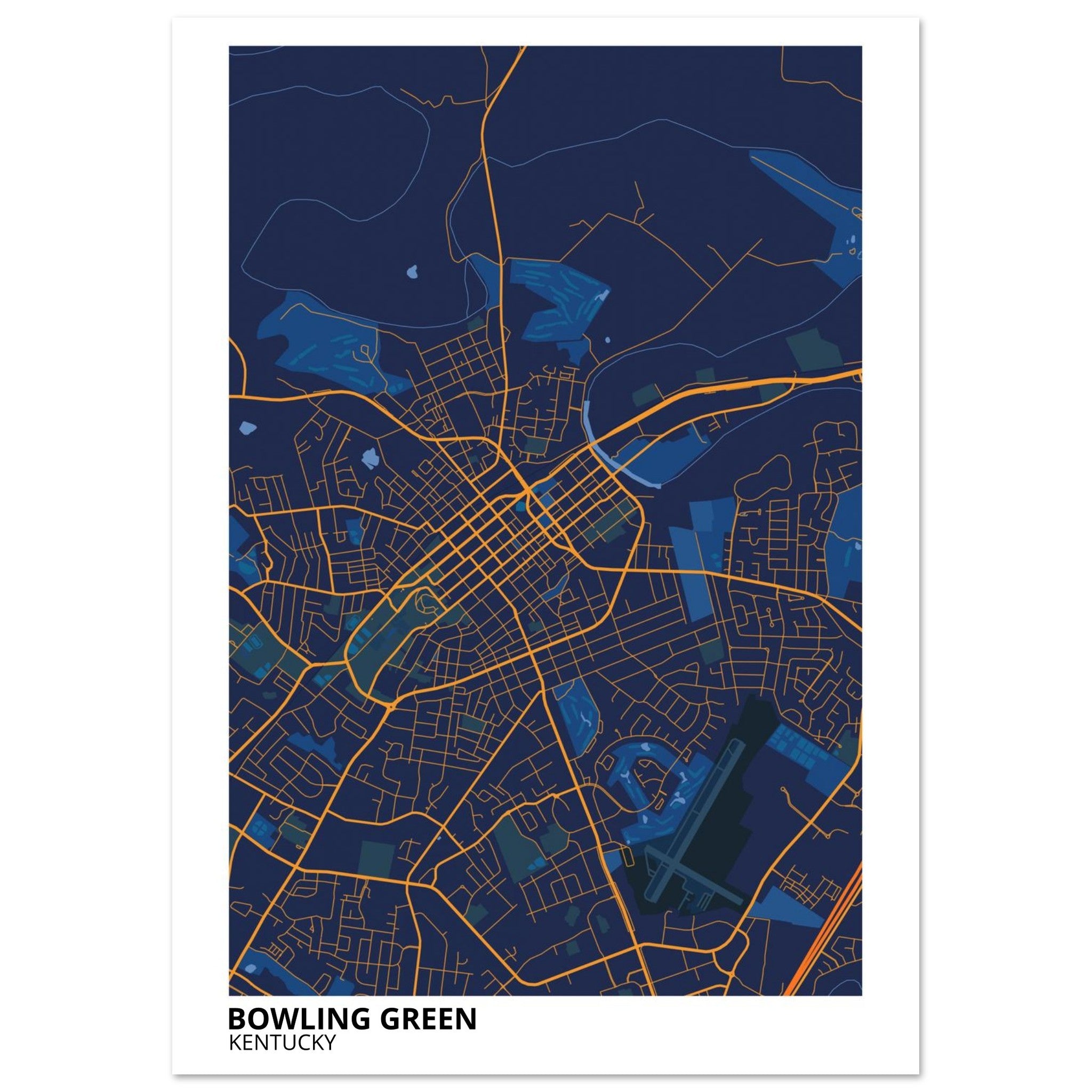 Bowling Green Kentucky City Map Poster | Custom Map Art Print - Ink And Atlas