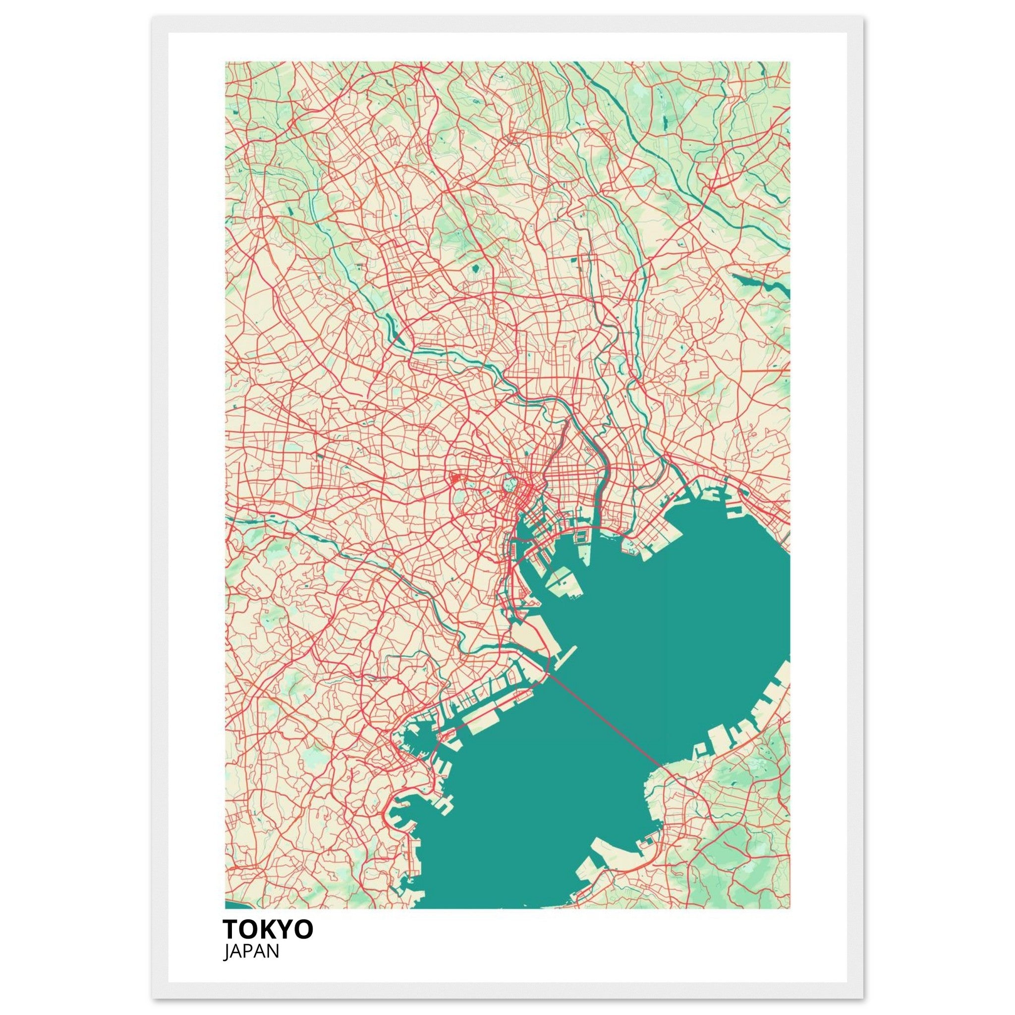 tokyo japan map poster print