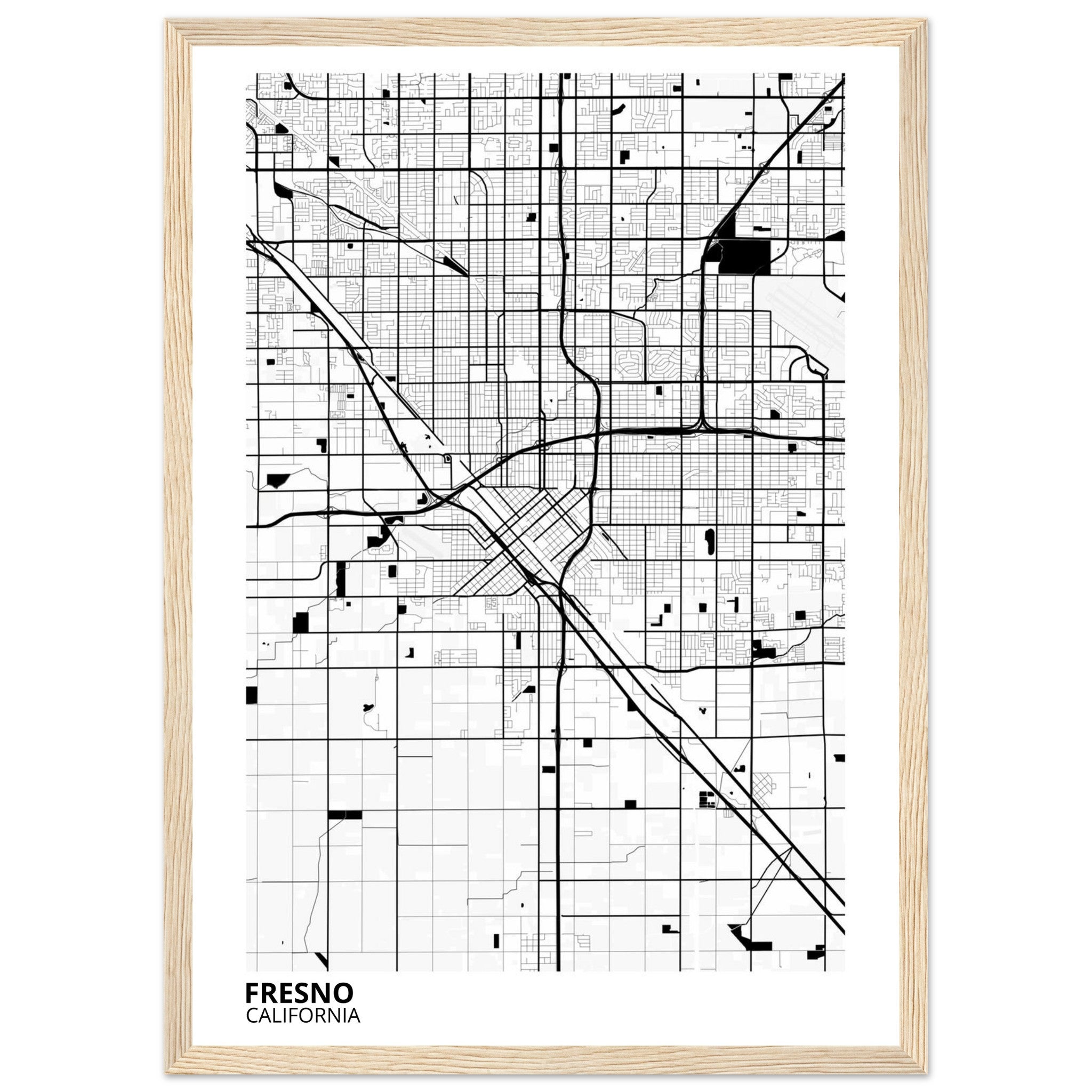 fresno map poster print