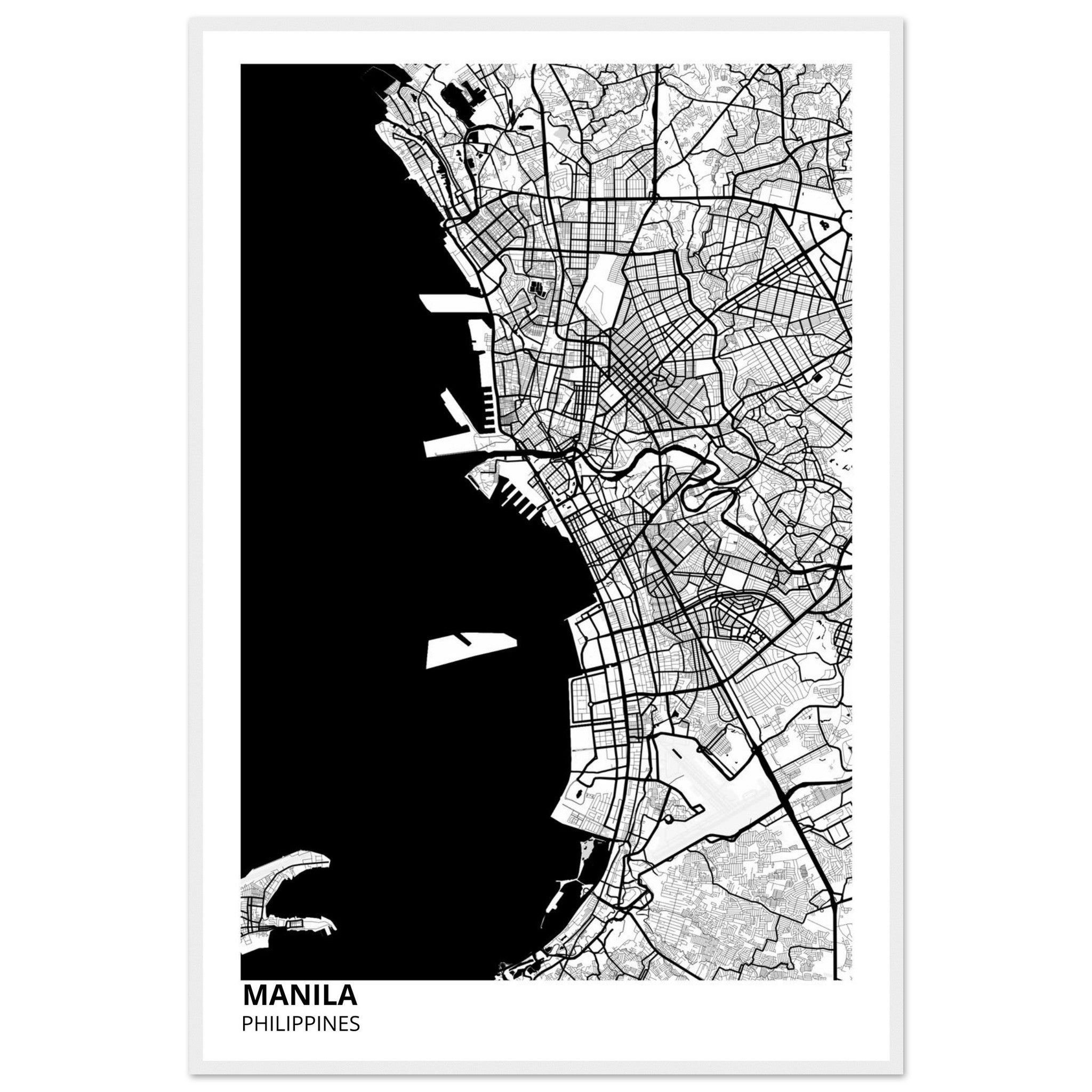 manila philippines map poster print