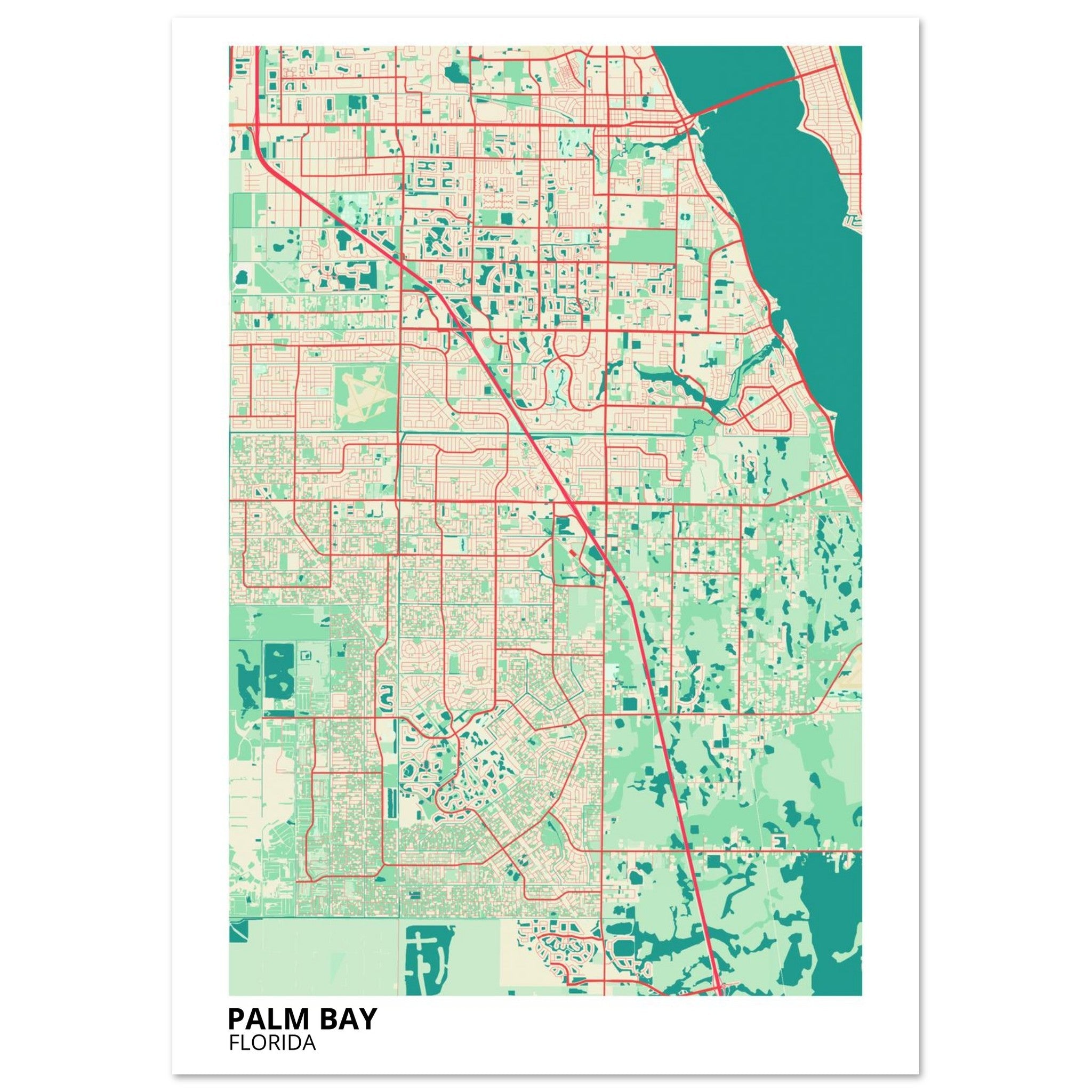 palm bay map poster print