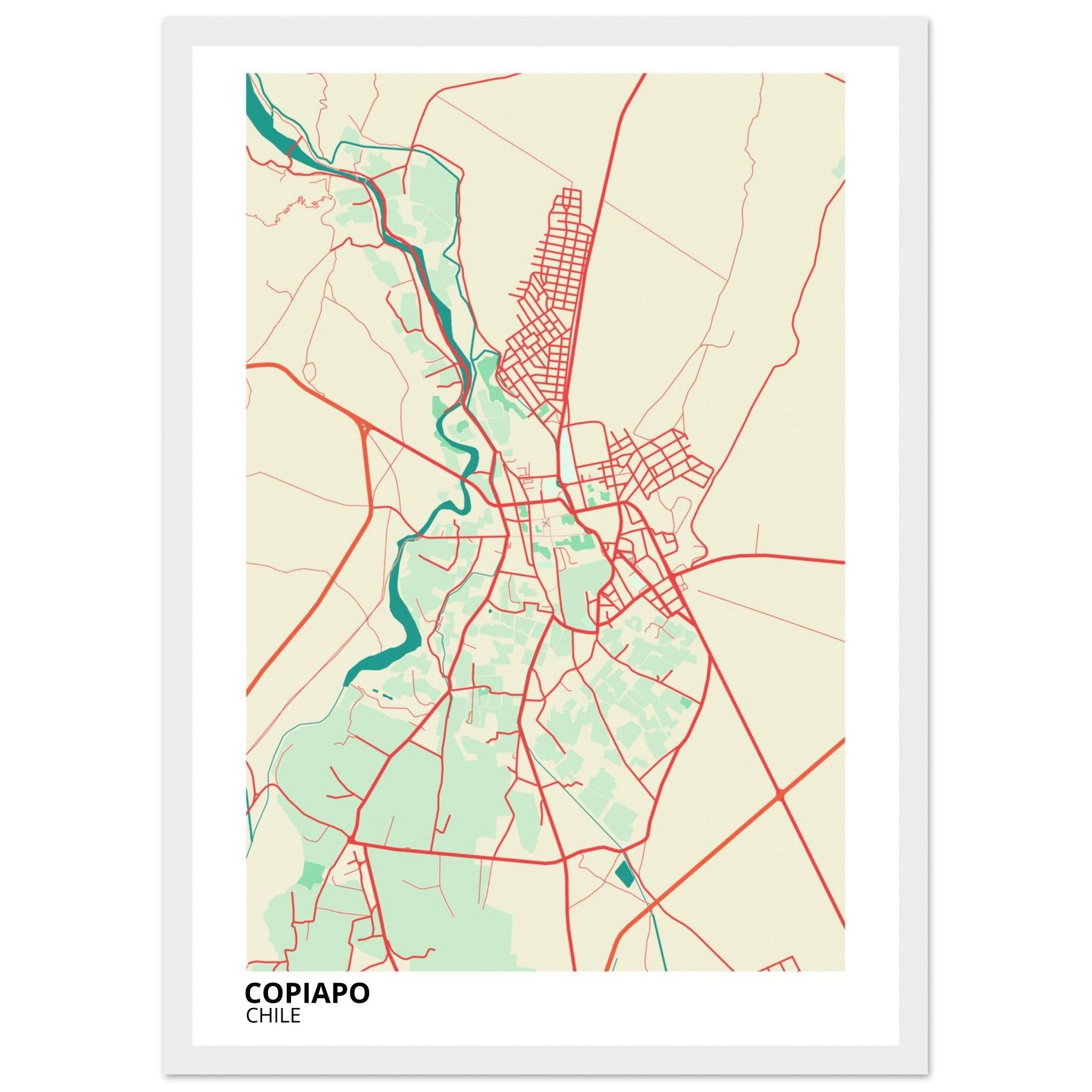 Copiapo Chile City Map Poster | Custom Map Art Print - Ink And Atlas