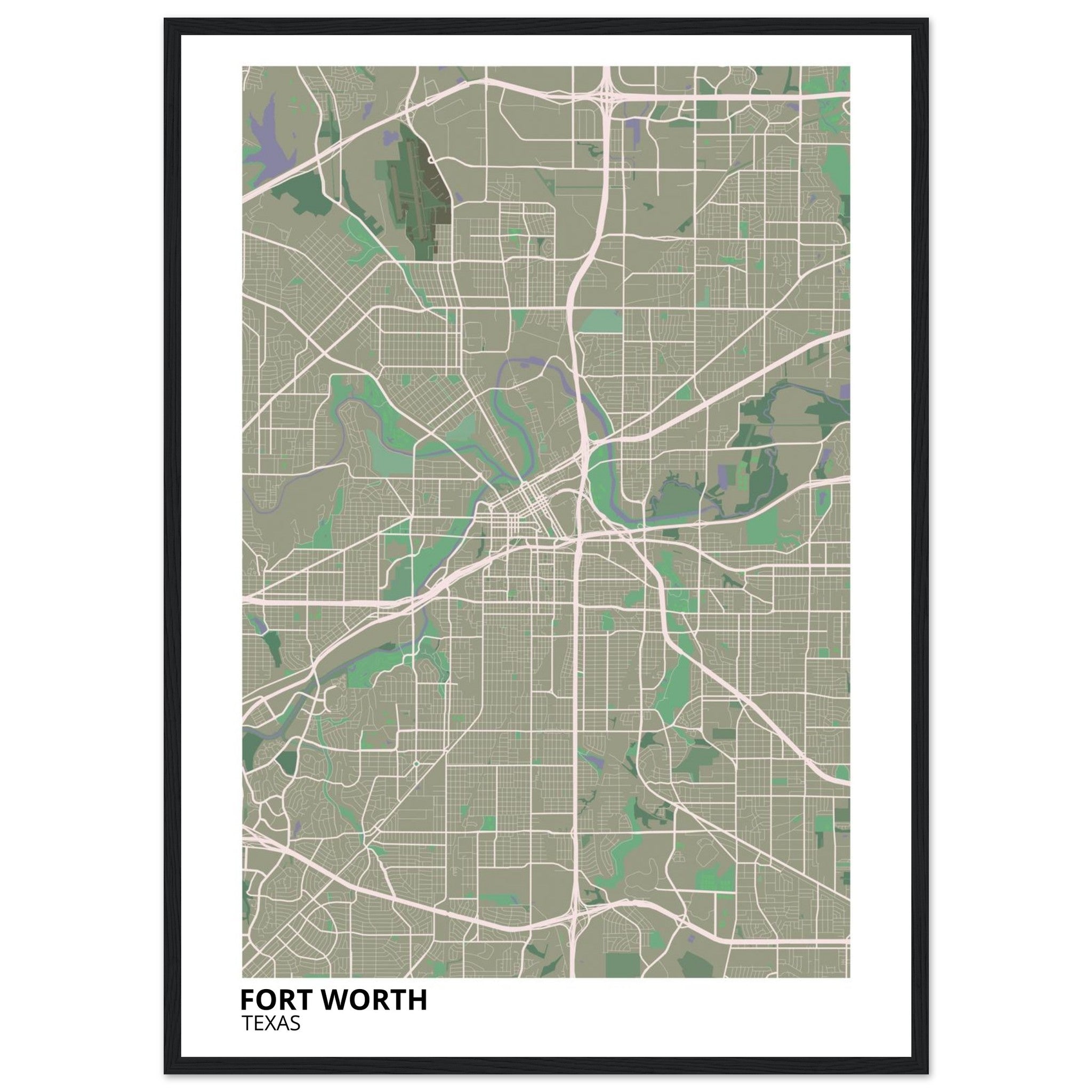 fort worth map poster print