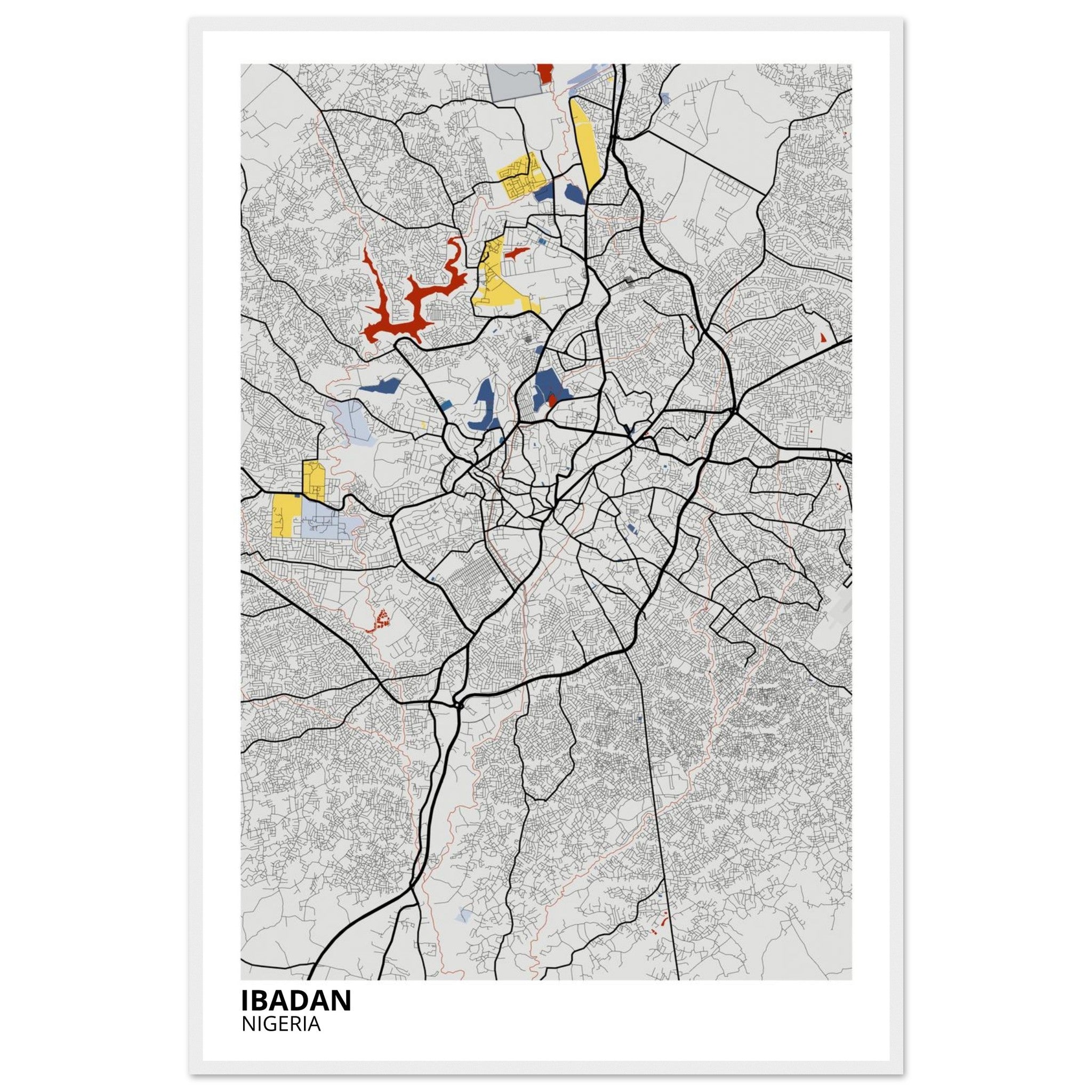 Ibadan Nigeria City Map Poster | Custom Map Art Print - Ink And Atlas