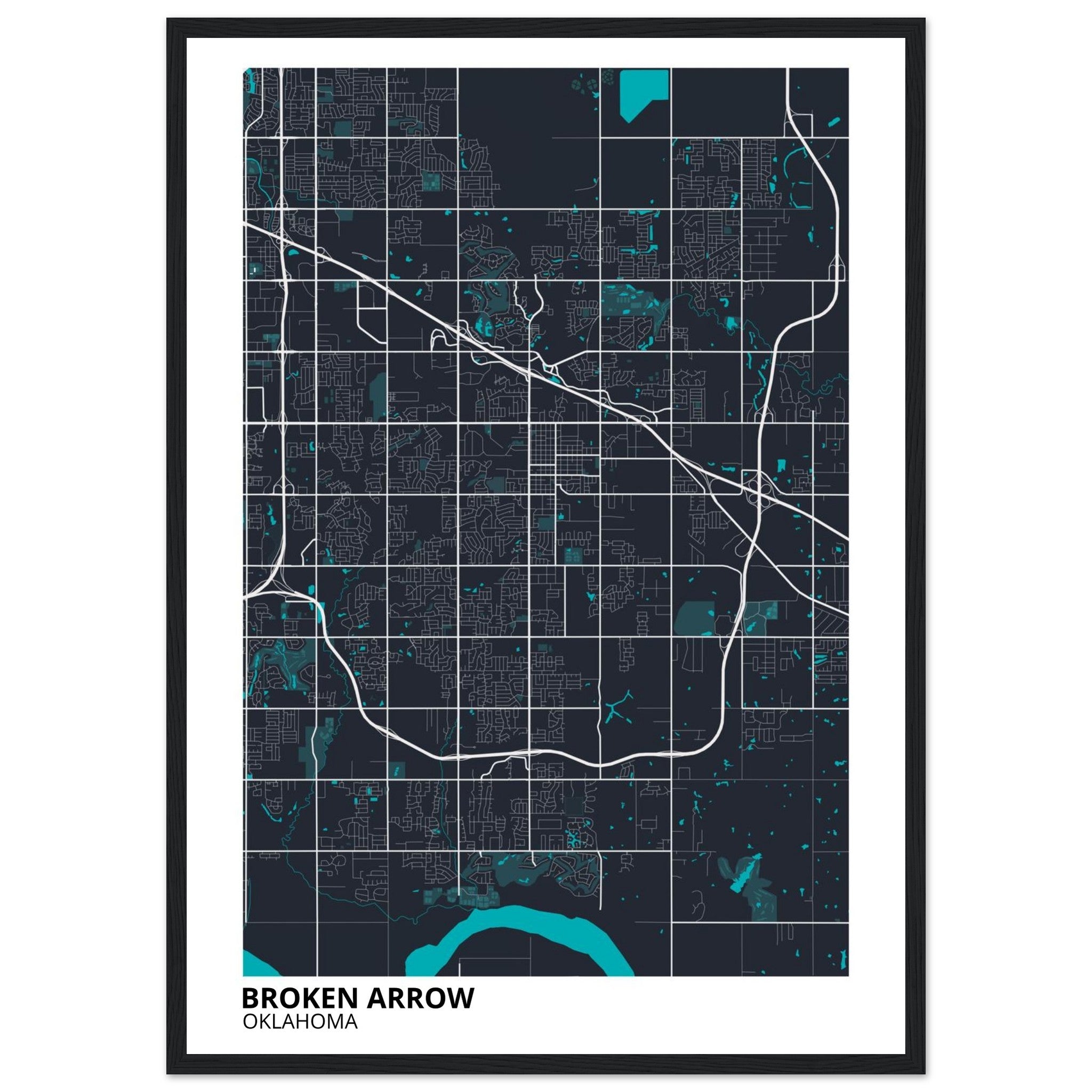 Broken Arrow Oklahoma City Map Poster | Custom Map Art Print - Ink And Atlas