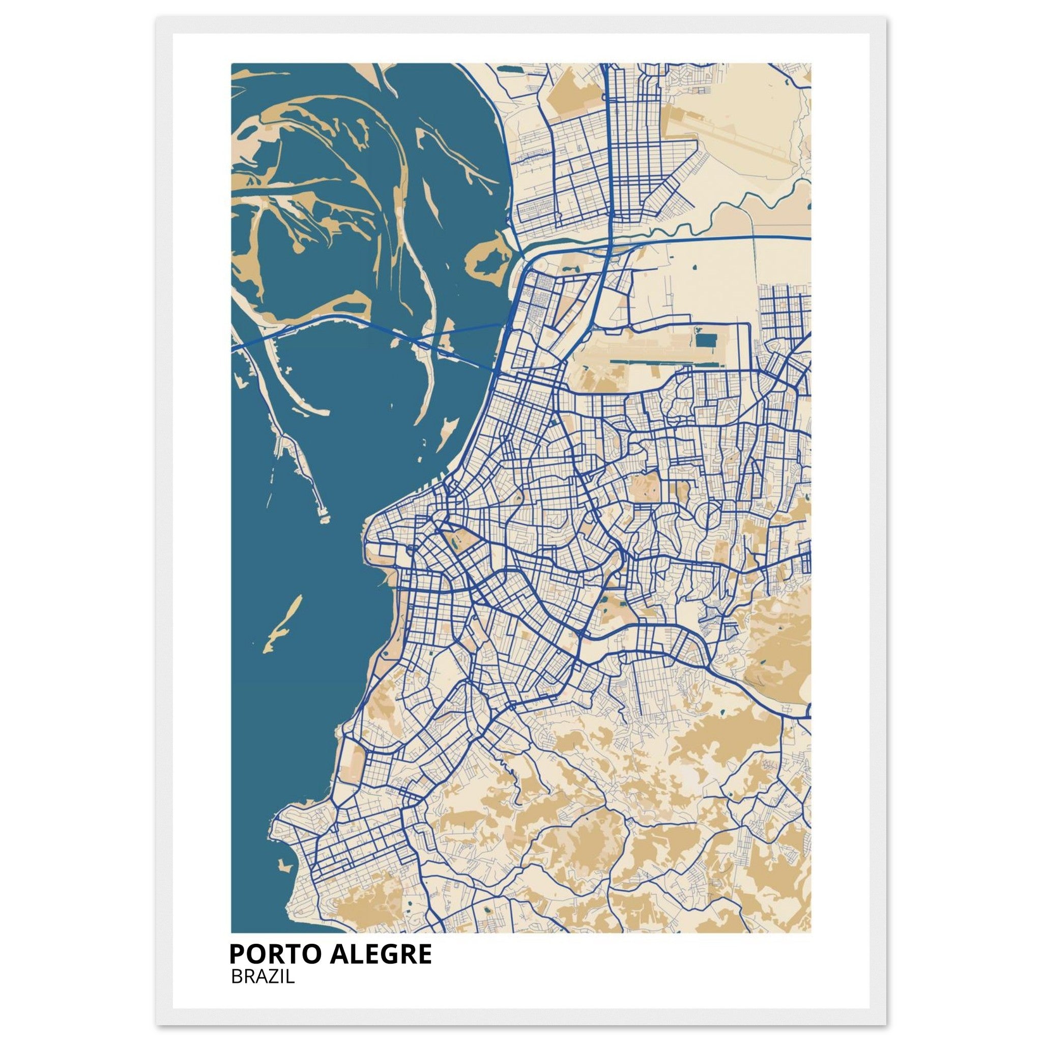 Porto Alegre Brazil City Map Poster | Custom Map Art Print - Ink And Atlas