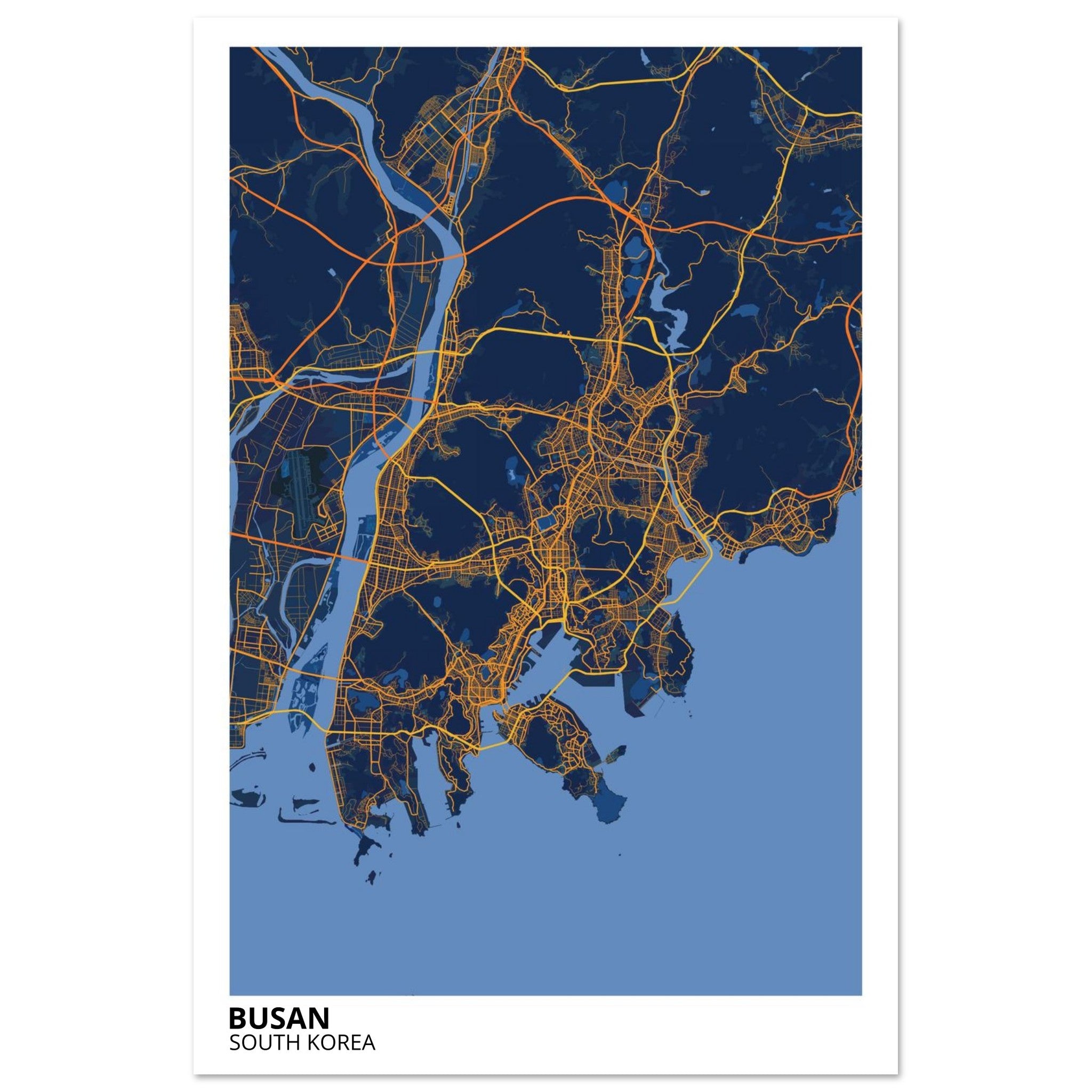 Busan South Korea City Map Poster | Custom Map Art Print - Ink And Atlas