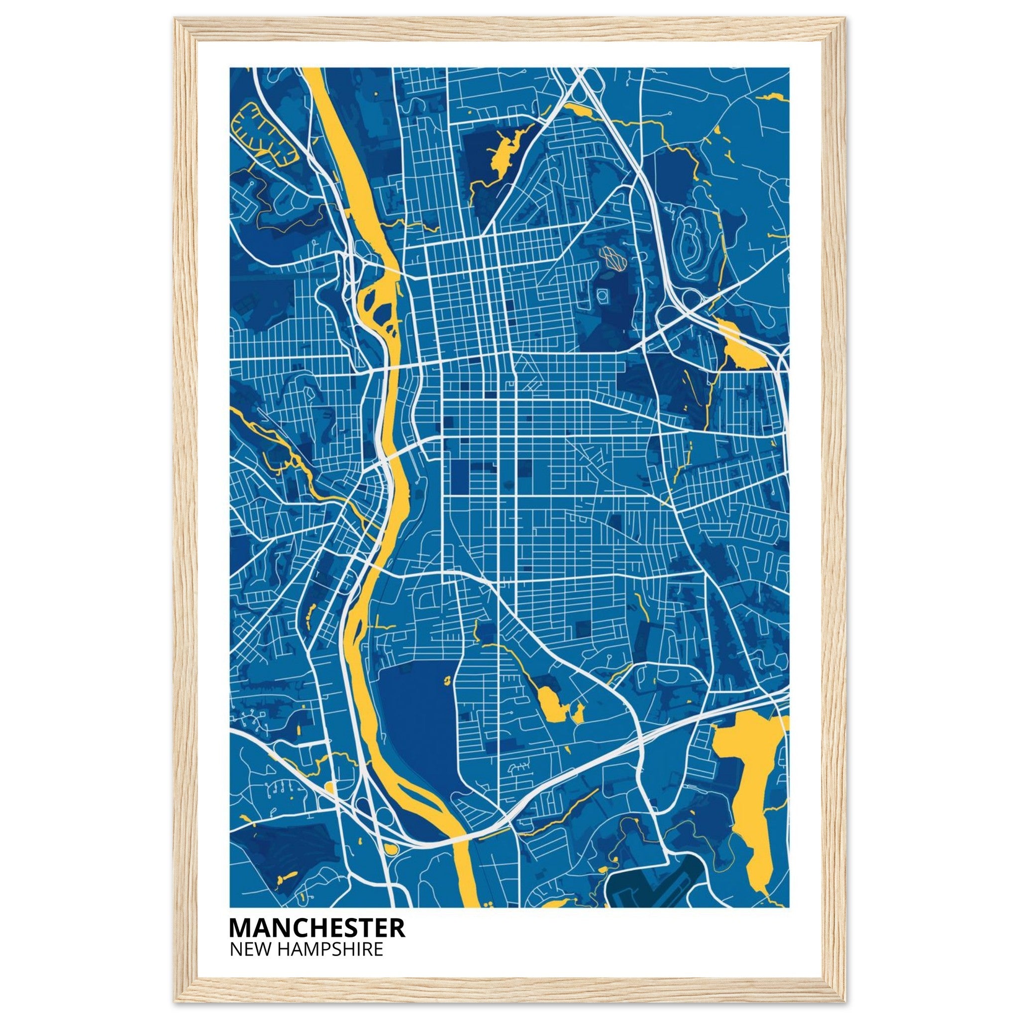 Manchester New Hampshire City Map Poster | Custom Map Art Print - Ink And Atlas