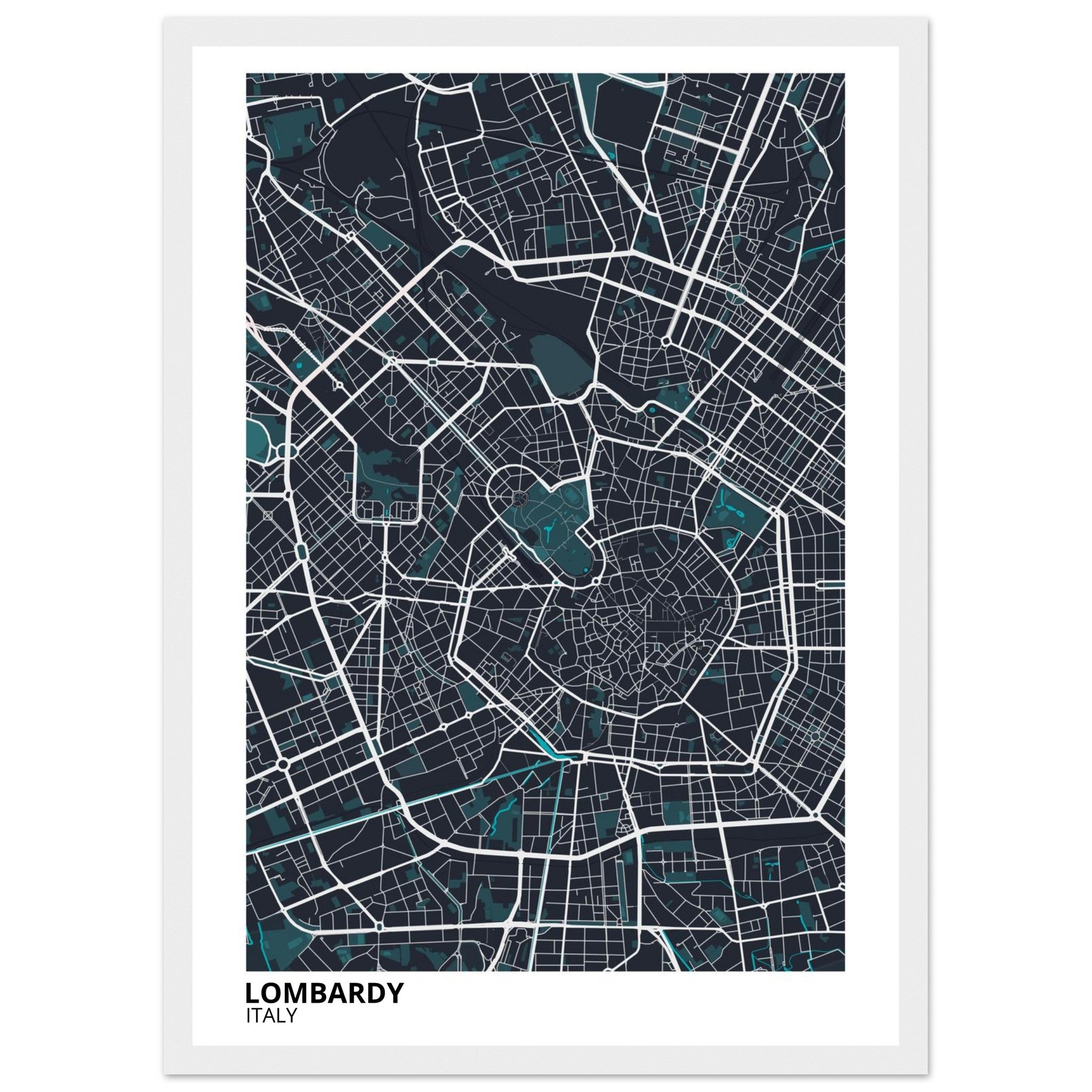 lombardy italy map poster print