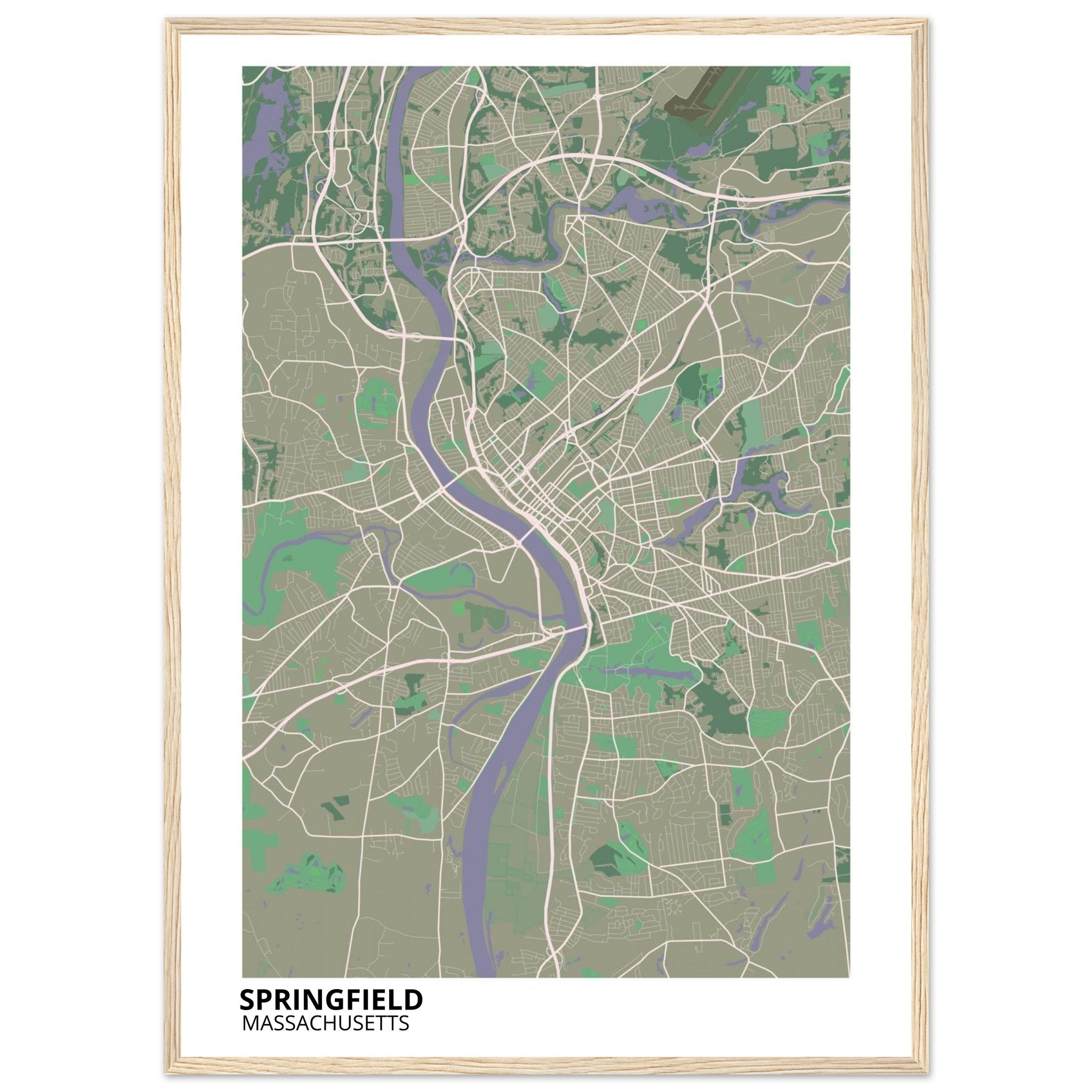 Springfield Massachusetts City Map Poster | Custom Map Art Print - Ink And Atlas
