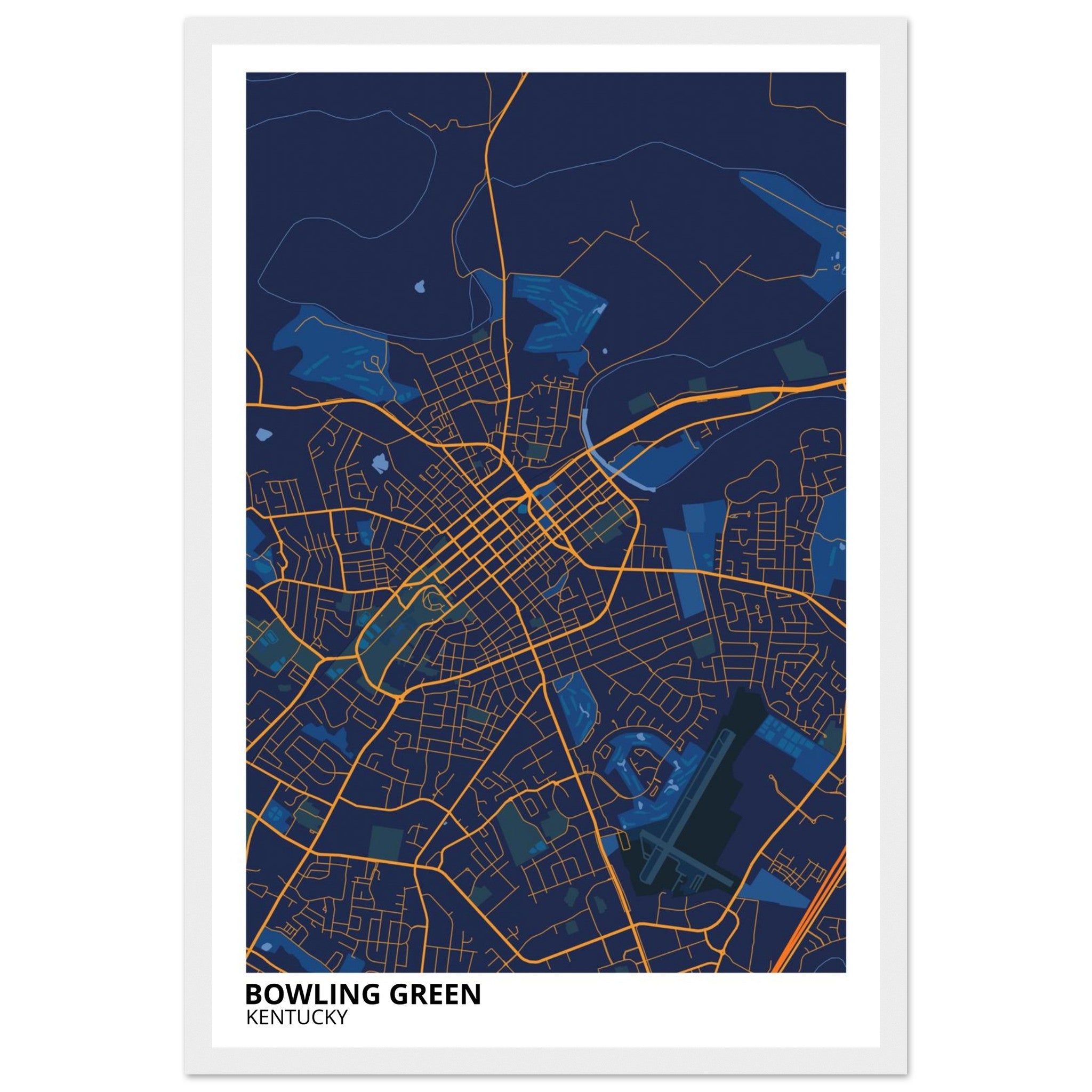 Bowling Green Kentucky City Map Poster | Custom Map Art Print - Ink And Atlas