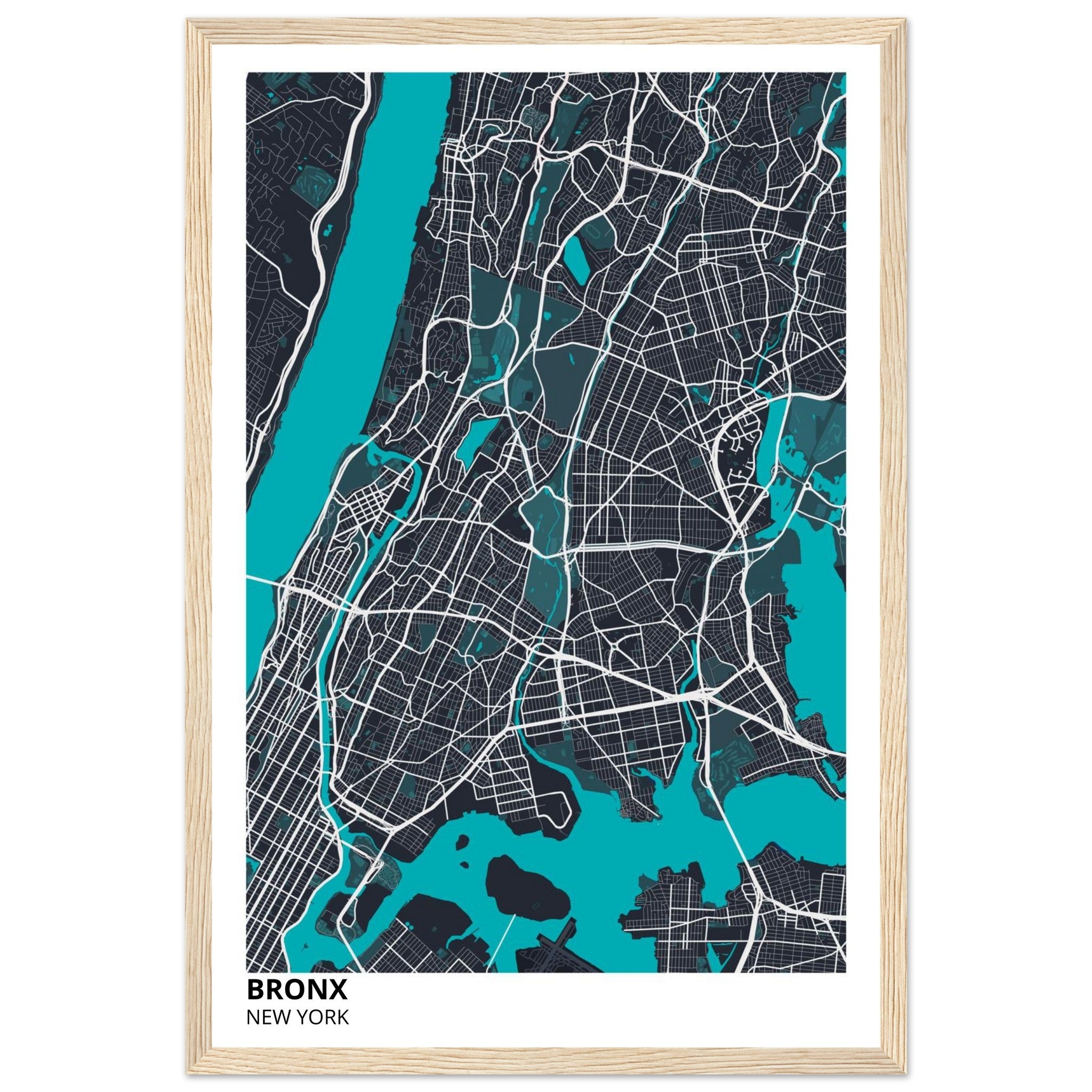 bronx map poster print