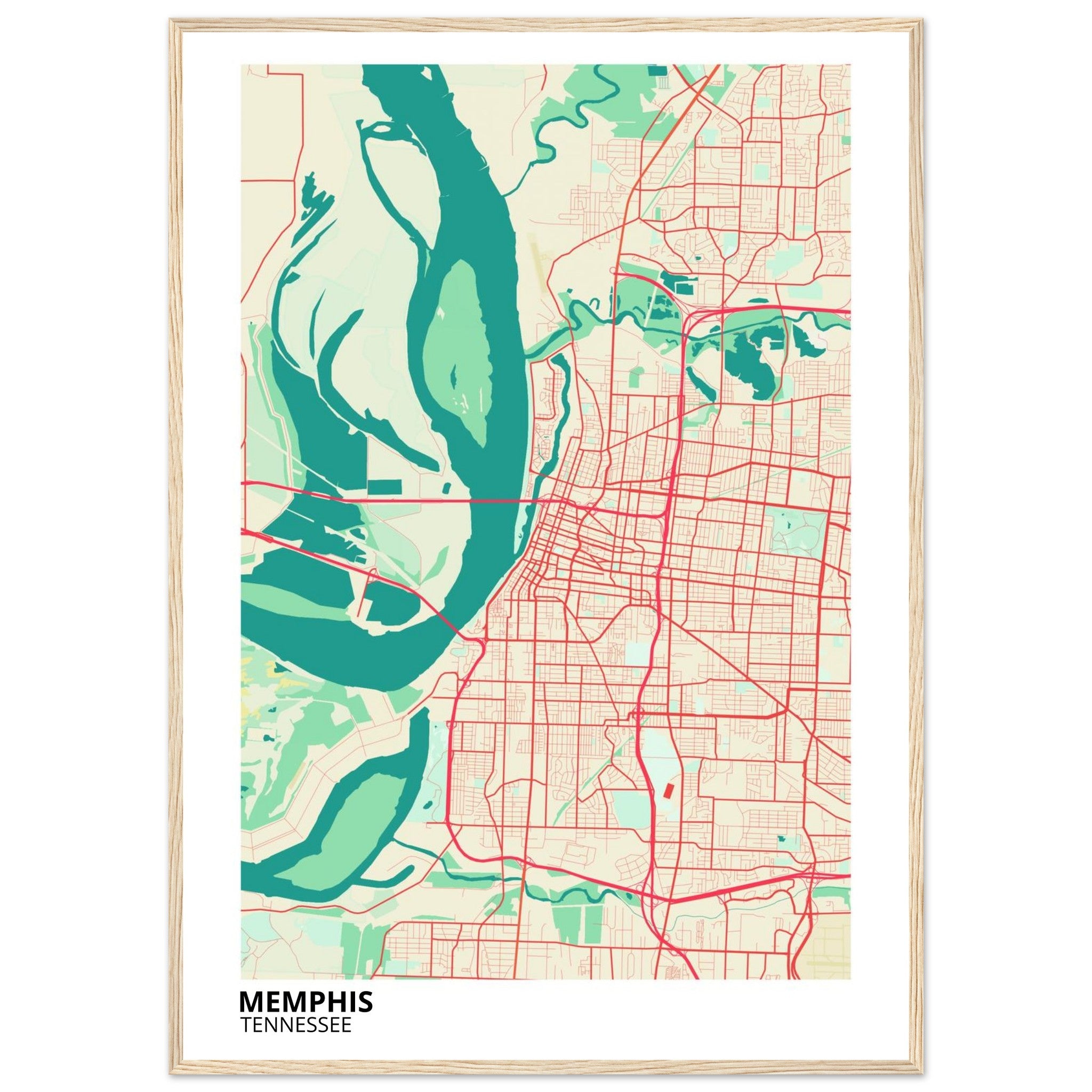 memphis map poster print
