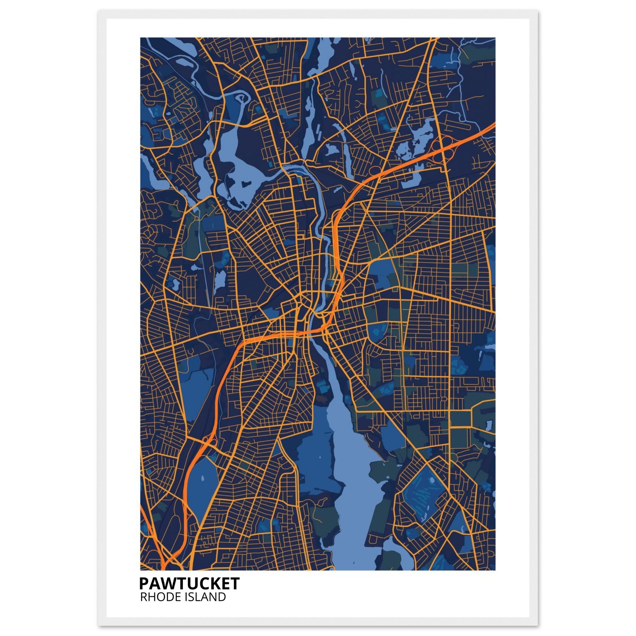 Pawtucket Rhode Island City Map Poster | Custom Map Art Print - Ink And Atlas