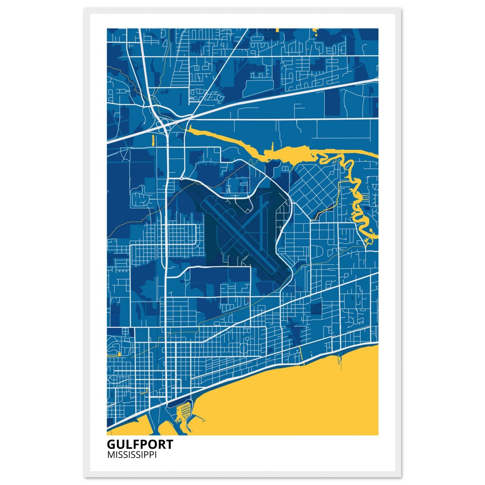 Gulfport Mississippi City Map Poster | Custom Map Art Print - Ink And Atlas