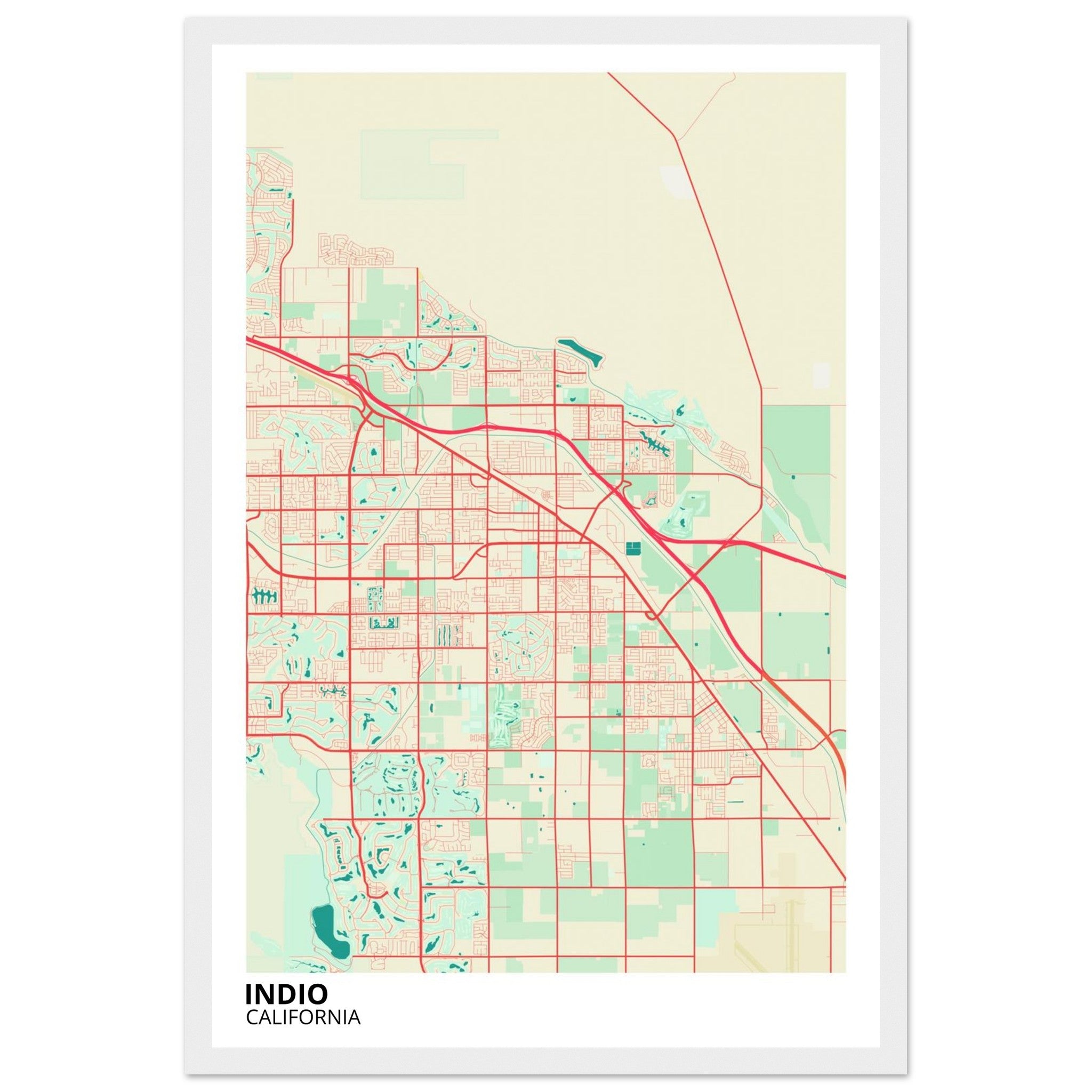 Indio California City Map Poster | Custom Map Art Print - Ink And Atlas