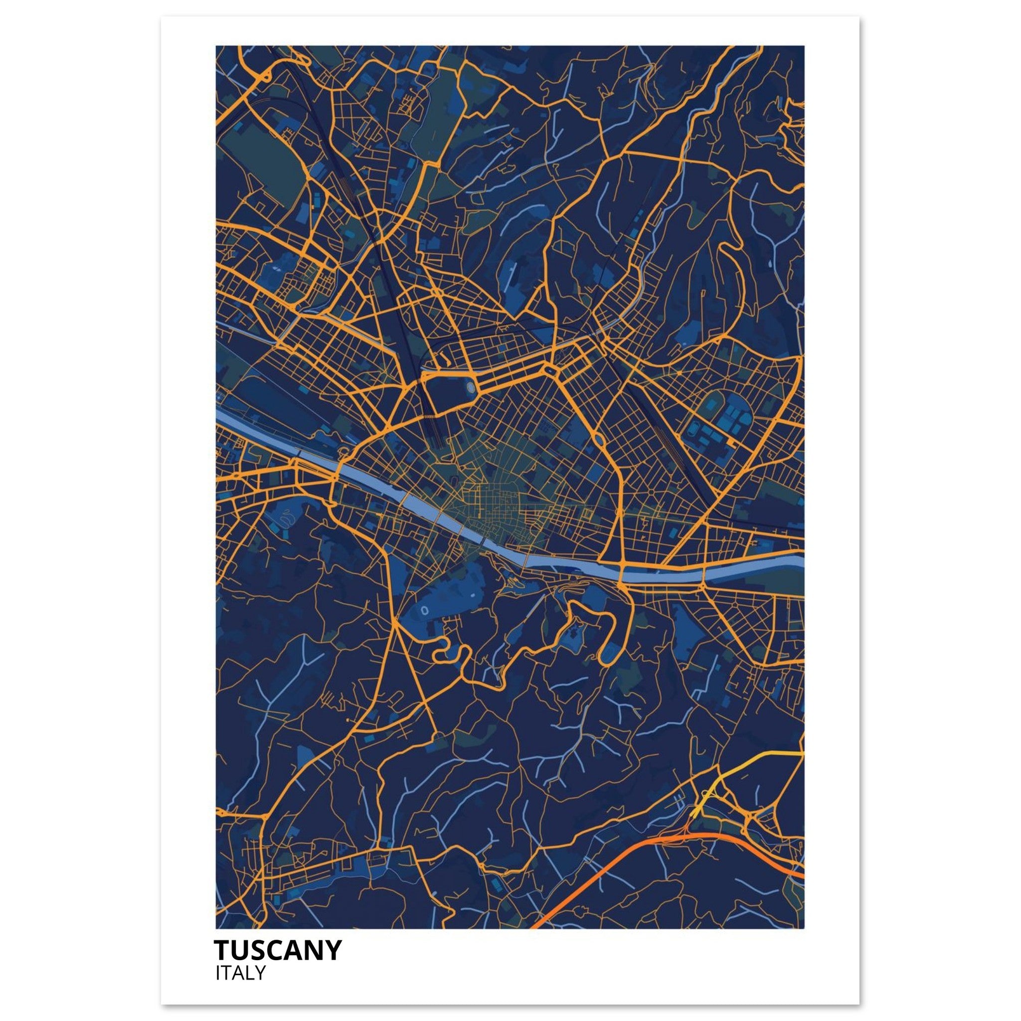 Tuscany Italy City Map Poster | Custom Map Art Print - Ink And Atlas