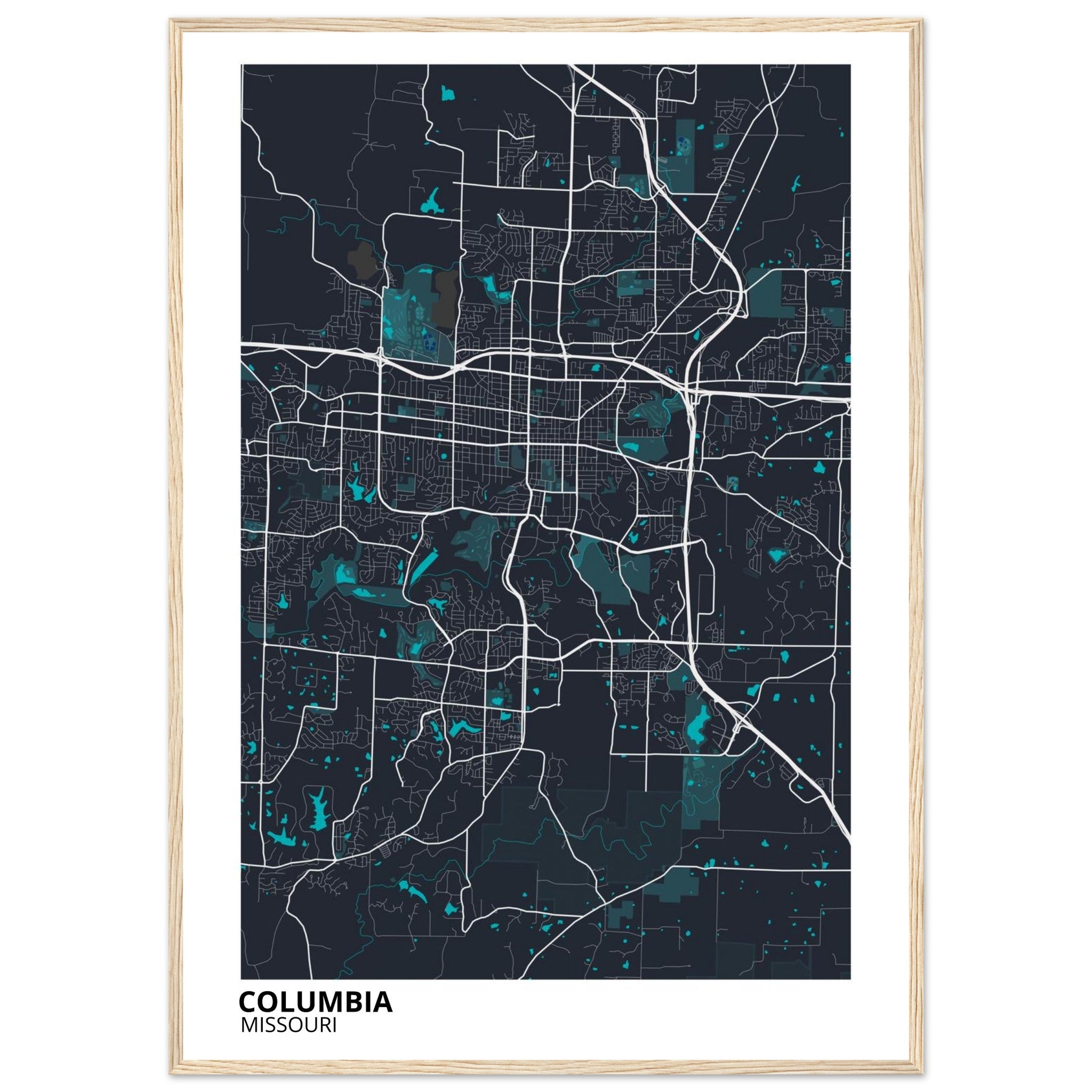 Columbia Missouri City Map Poster | Custom Map Art Print - Ink And Atlas