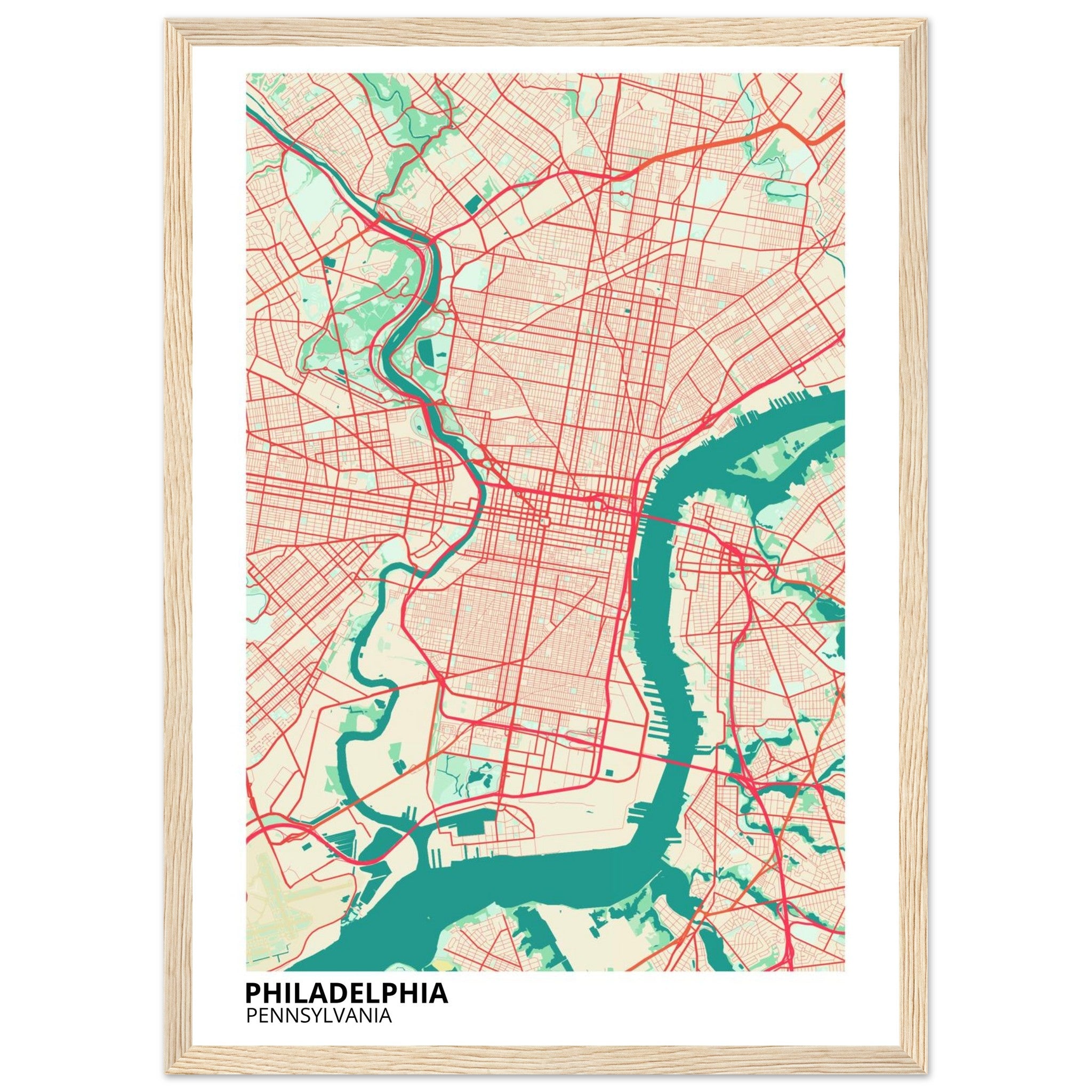 philadelphia map poster print