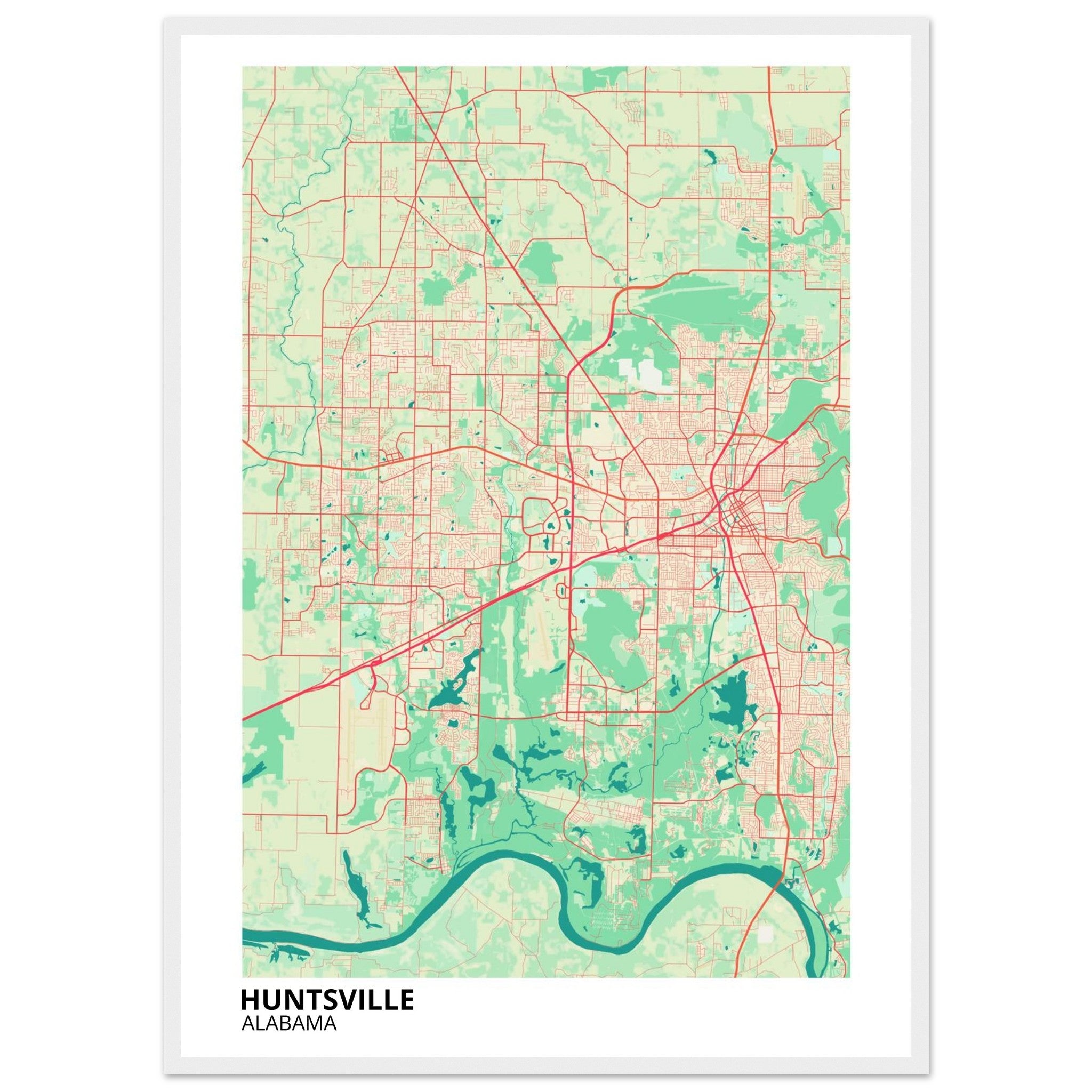 Huntsville Alabama City Map Poster | Custom Map Art Print - Ink And Atlas