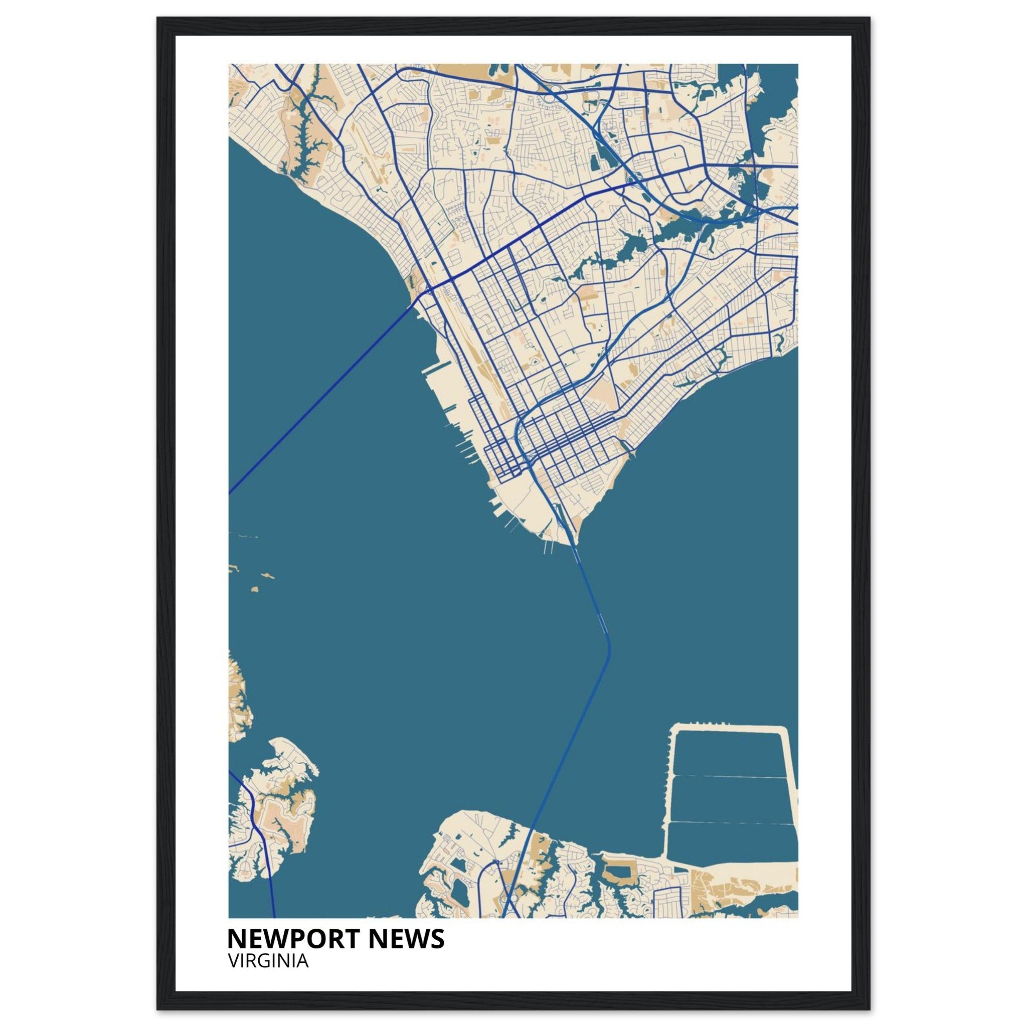 Newport News Virginia City Map Poster | Custom Map Art Print - Ink And Atlas
