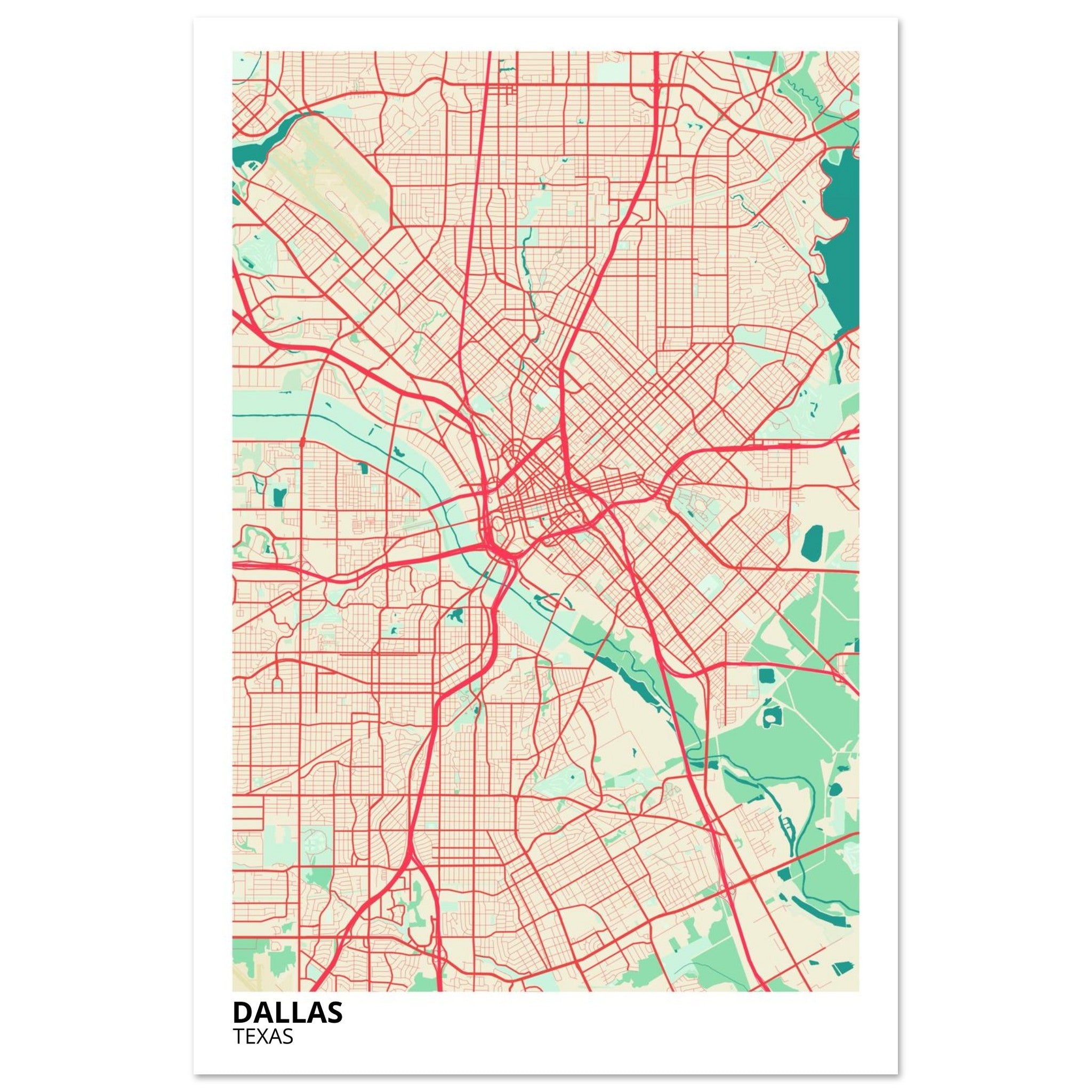dallas map poster print