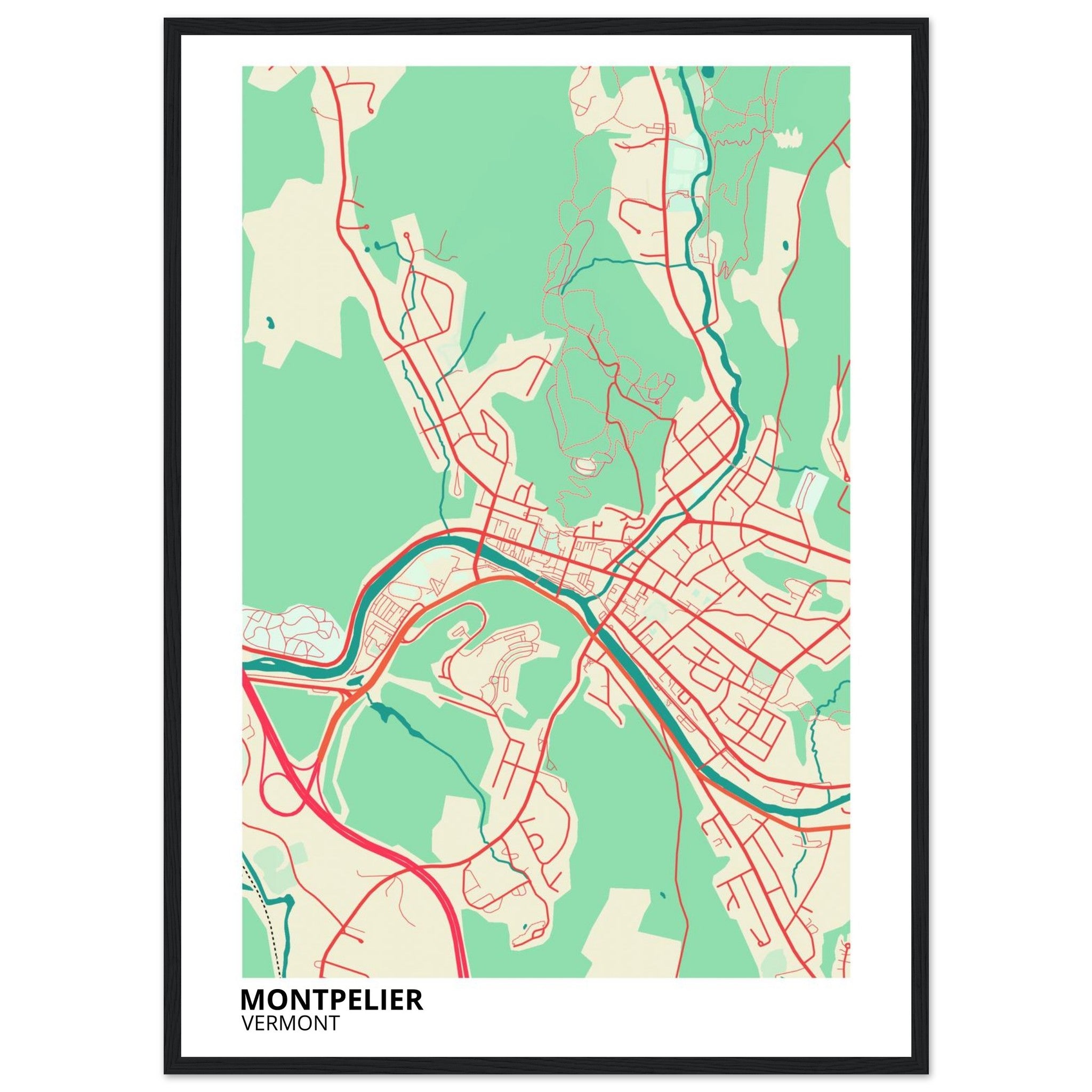 montpelier map poster print