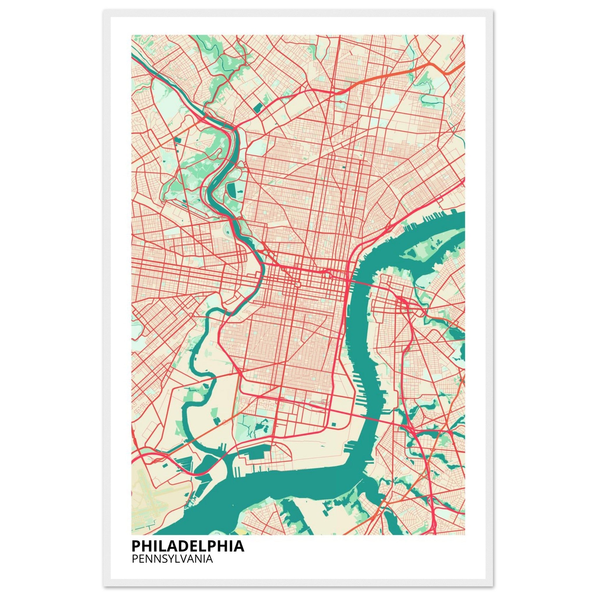 philadelphia map poster print