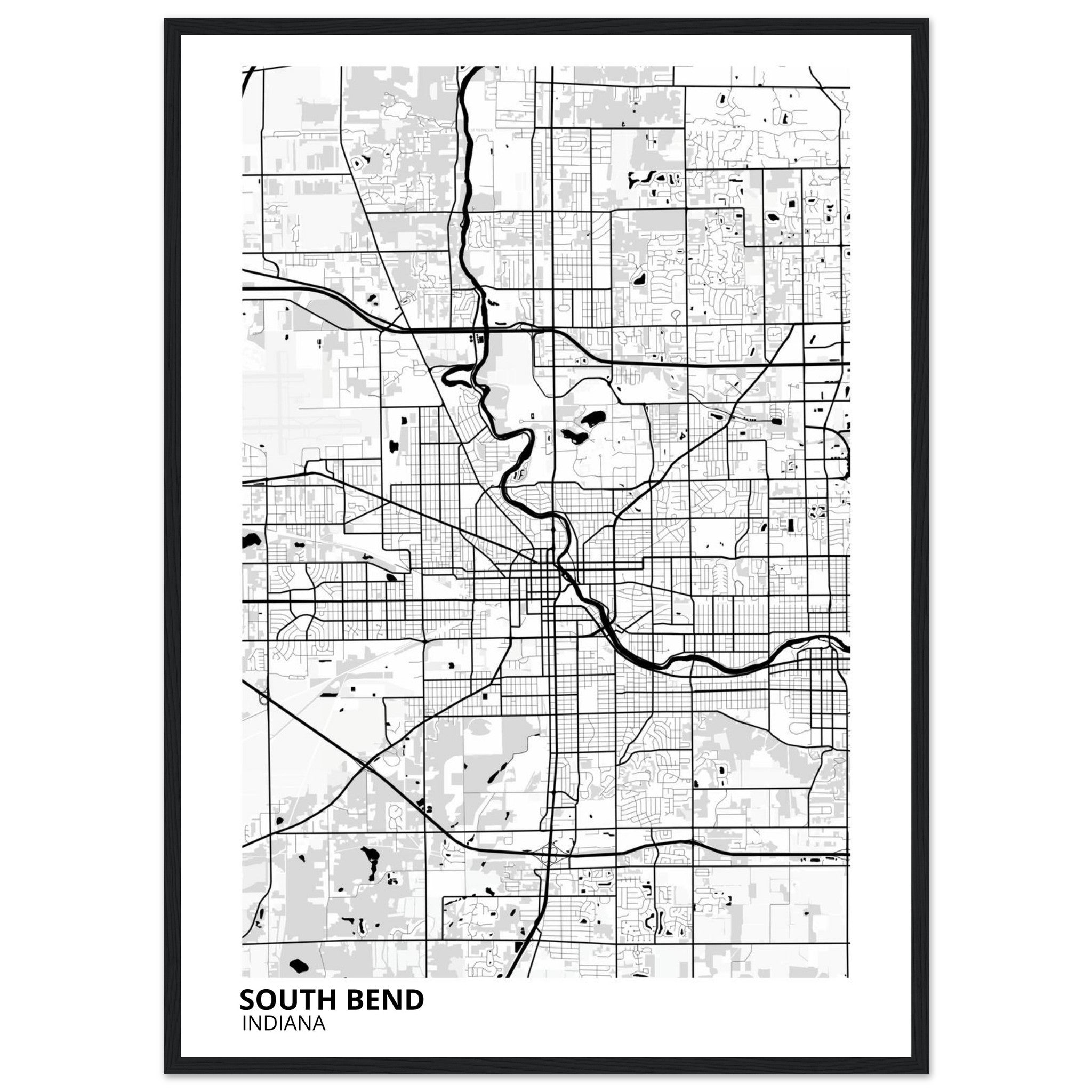 South Bend Indiana City Map Poster | Custom Map Art Print - Ink And Atlas