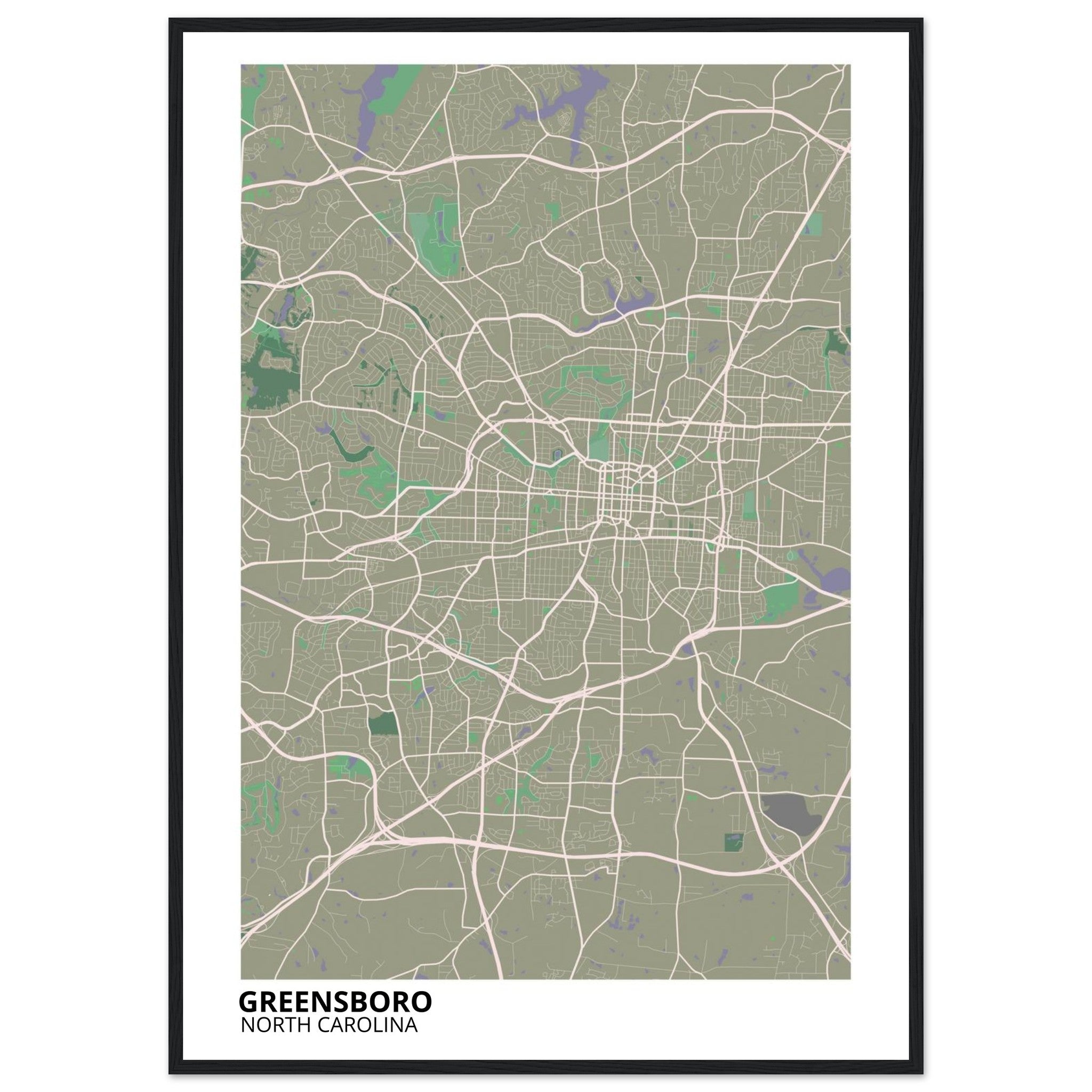 Greensboro North Carolina City Map Poster | Custom Map Art Print - Ink And Atlas