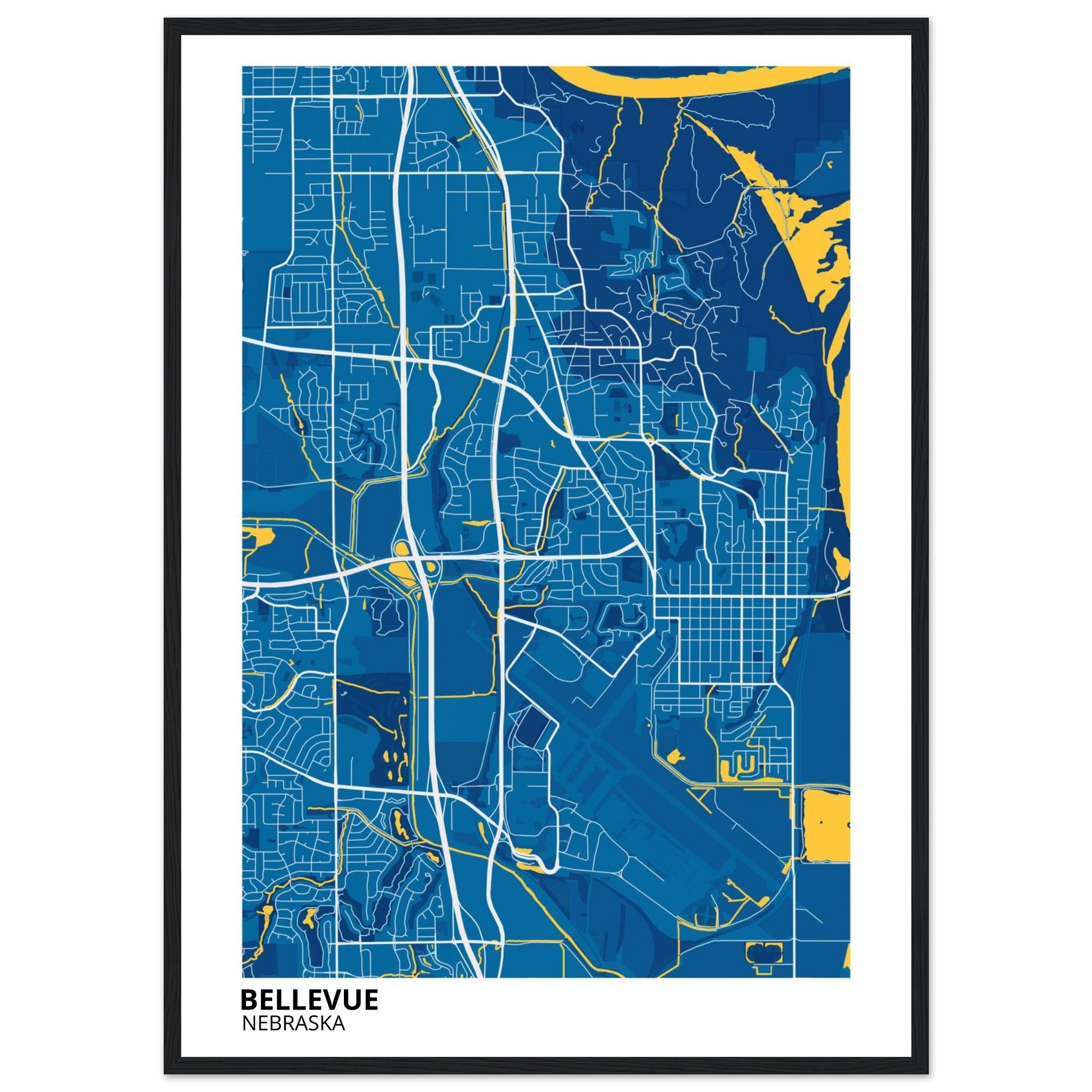 Bellevue Nebraska City Map Poster | Custom Map Art Print - Ink And Atlas