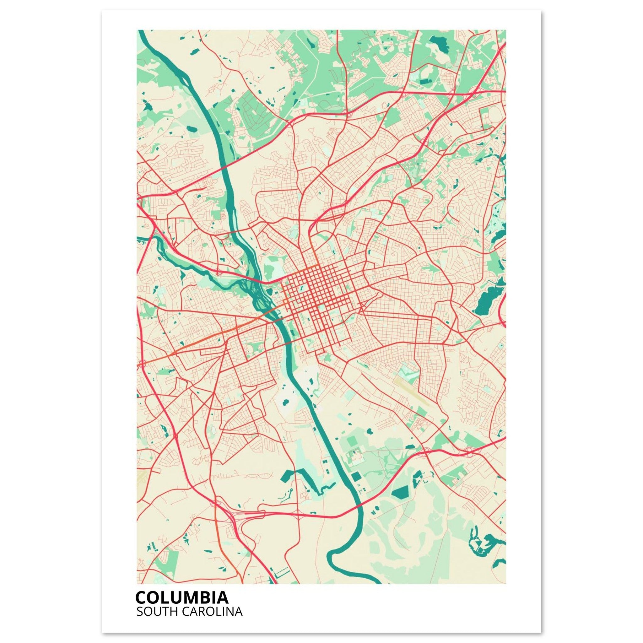 columbia map poster print