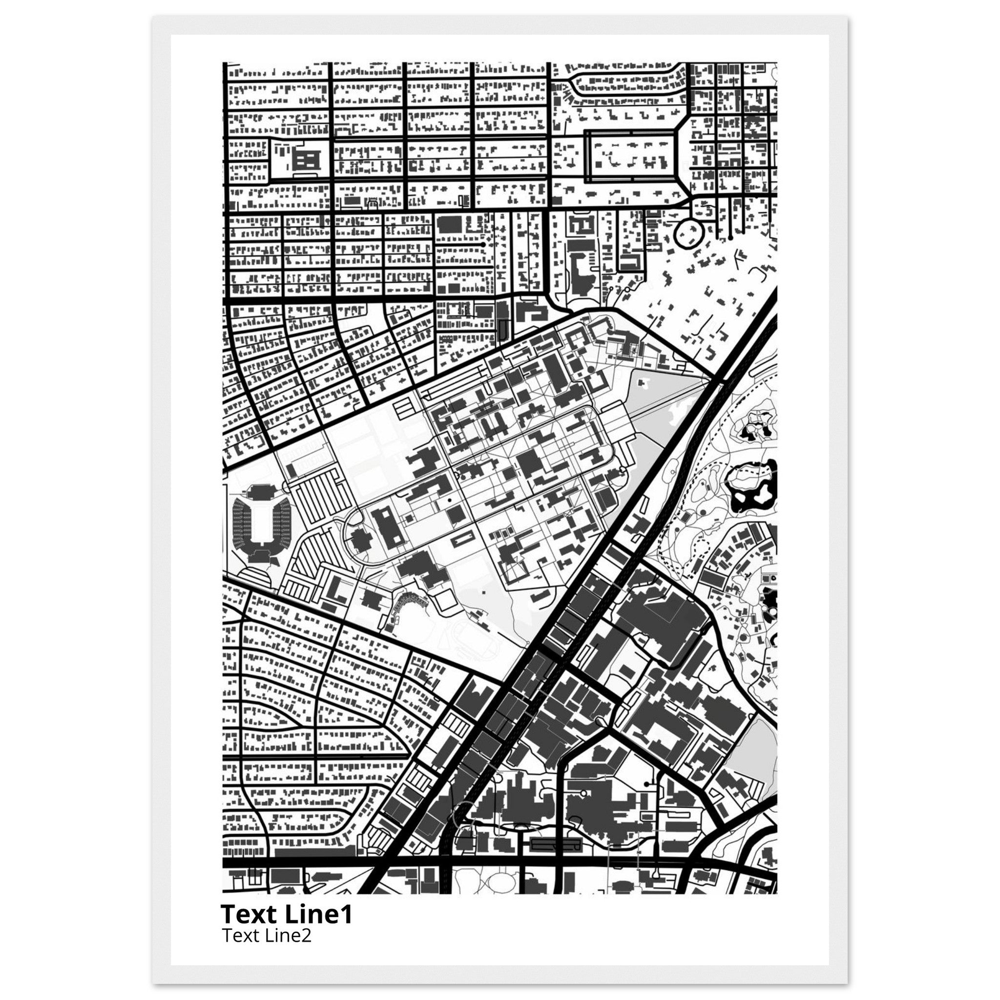 rice university modern campus map print
