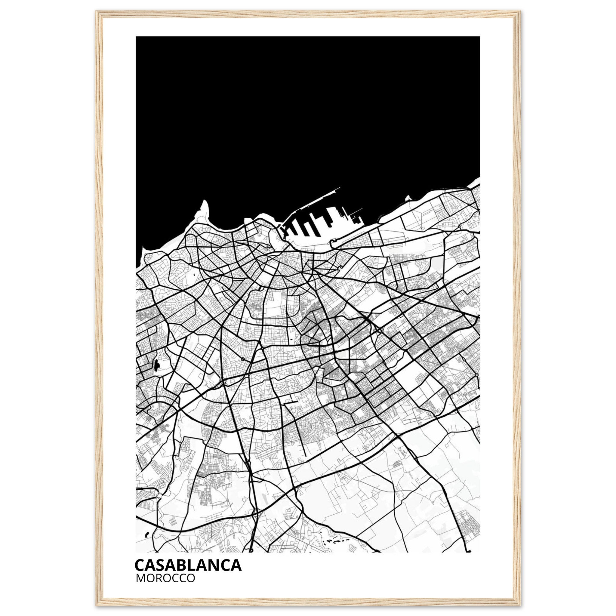 Casablanca Morocco City Map Poster | Custom Map Art Print - Ink And Atlas